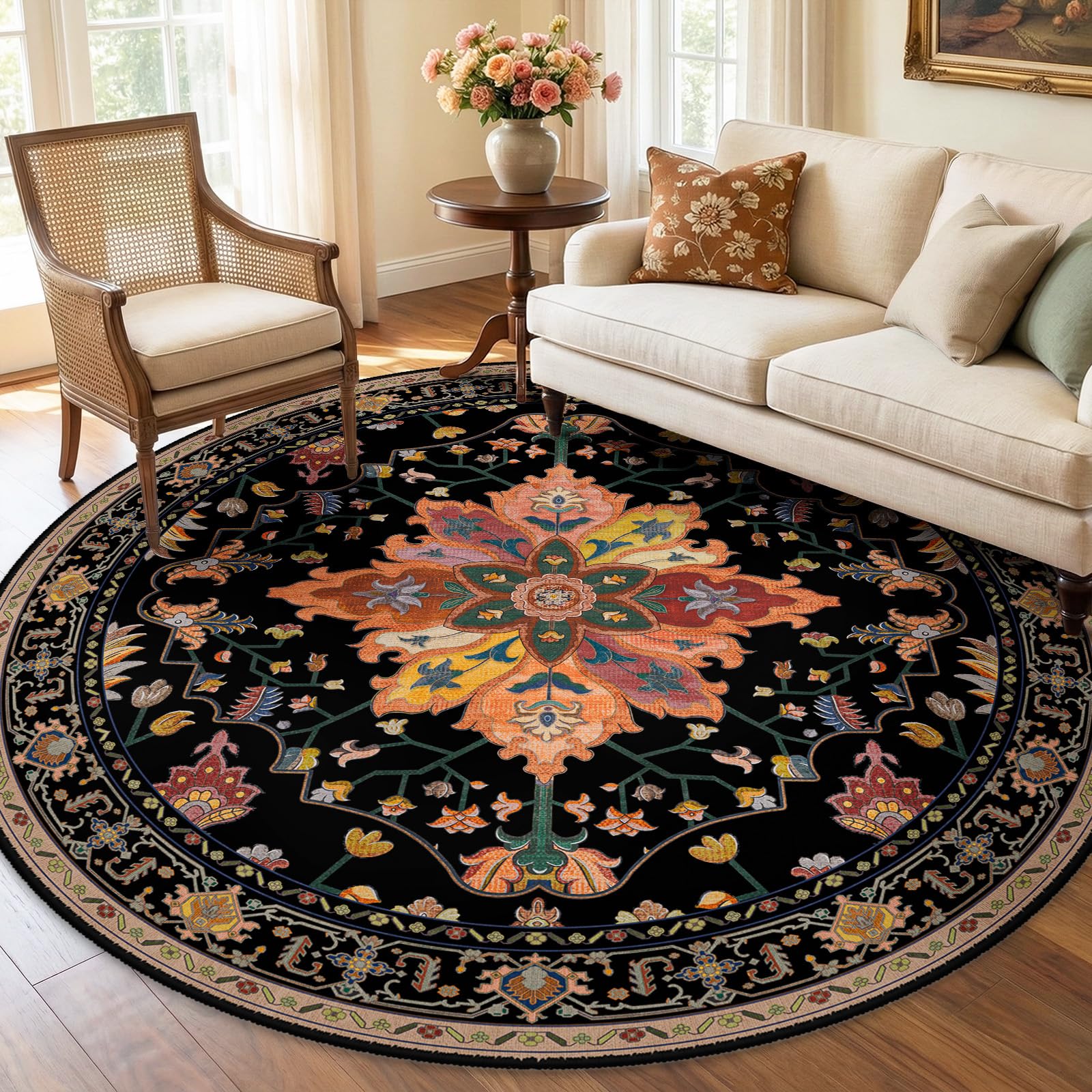 RELEANY Washable Floral Area Rug