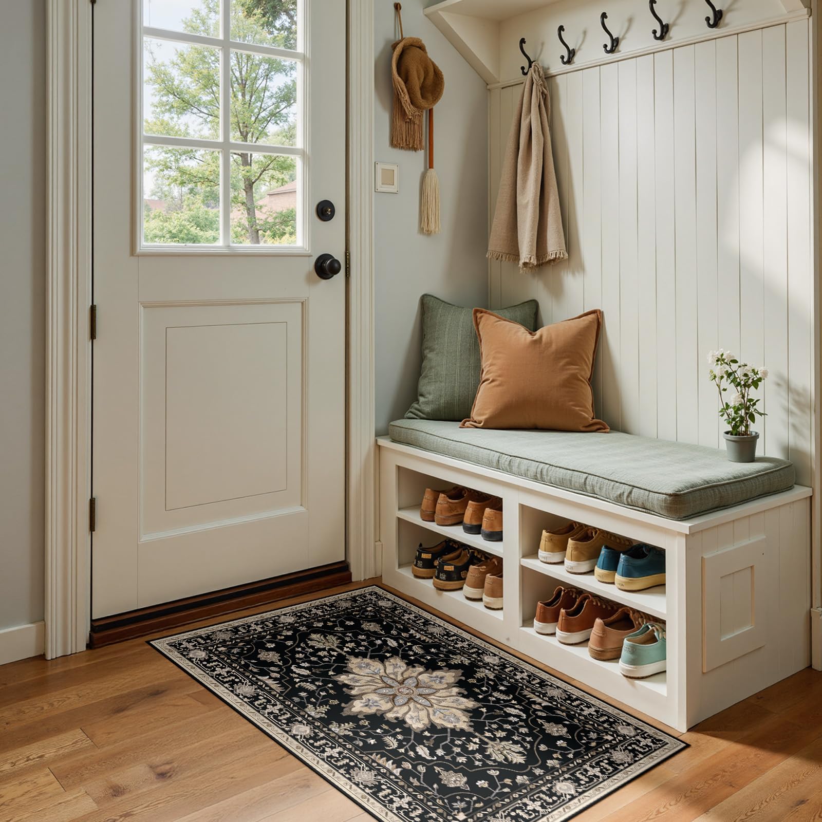 RELEANY Washable Floral Area Rug