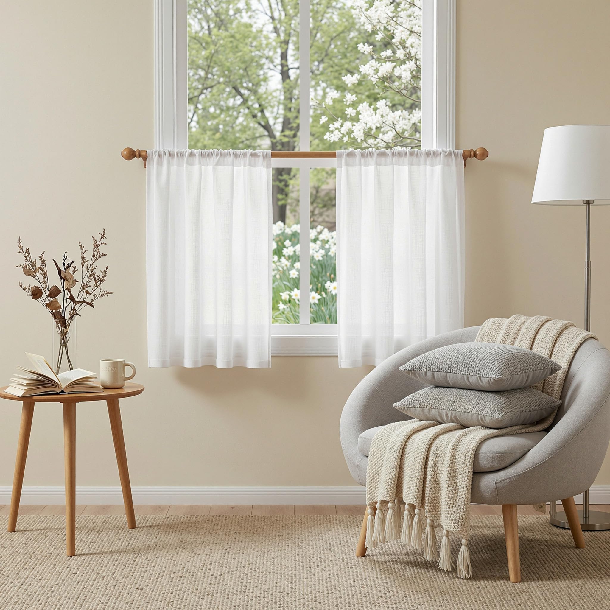 MYSKY HOME Semi Sheer Boho Curtains