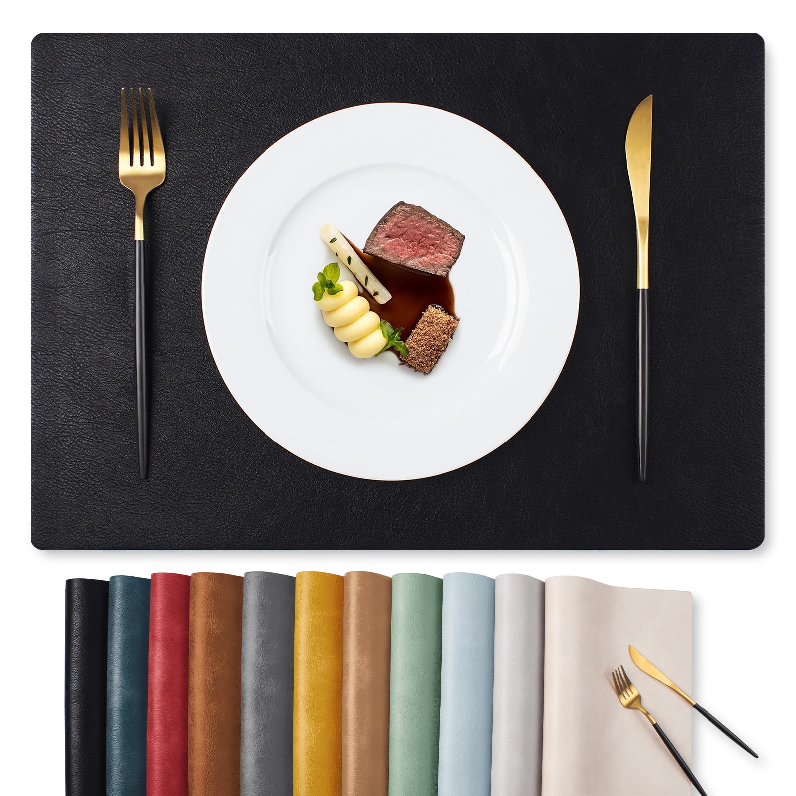 MOSAYT Faux Leather Placemats Set