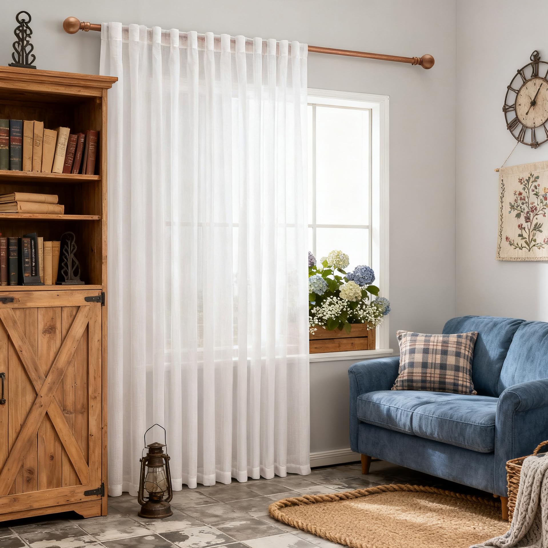 MYSKY HOME Semi Sheer Boho Curtains