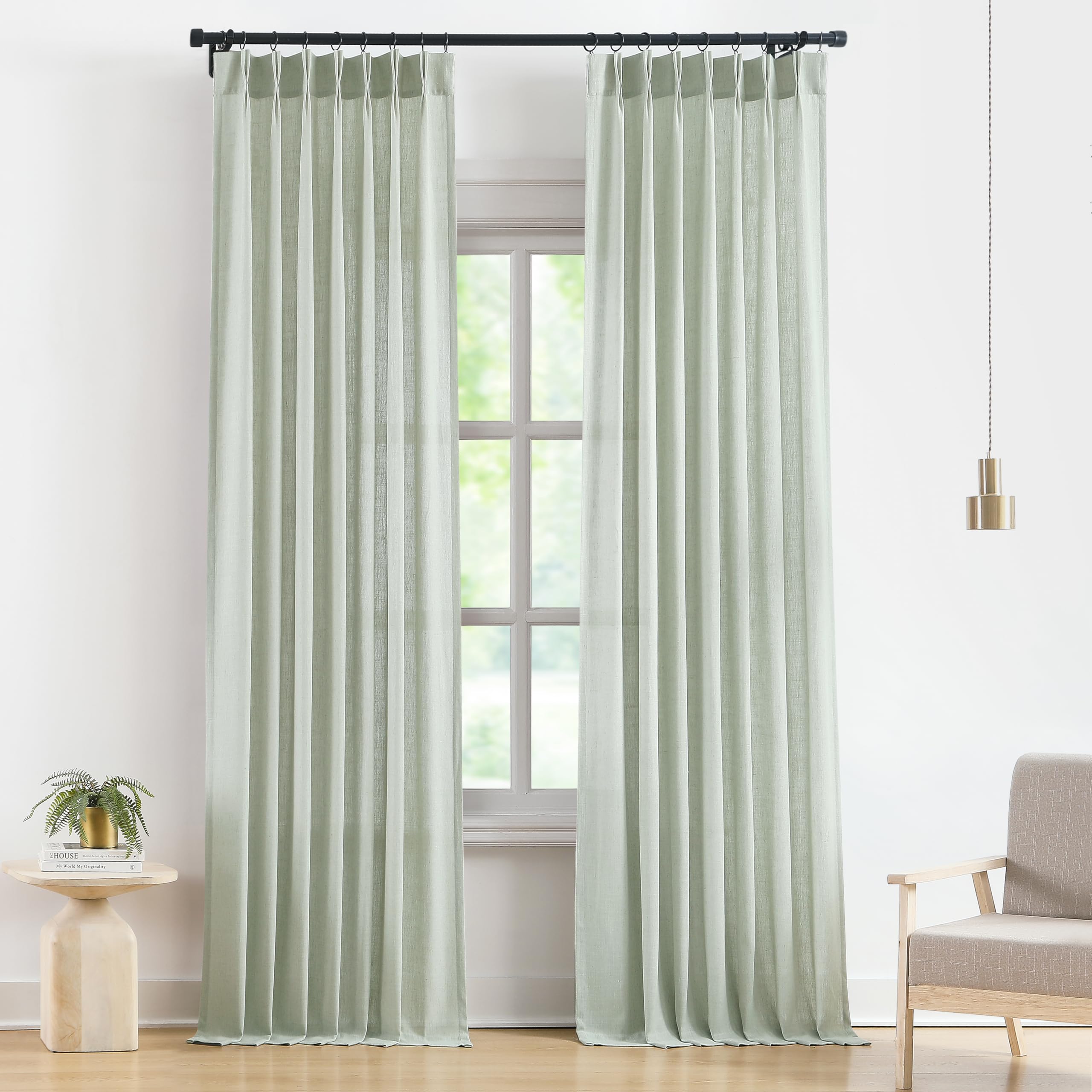 Vision Home Pinch Pleated Sheer Curtains