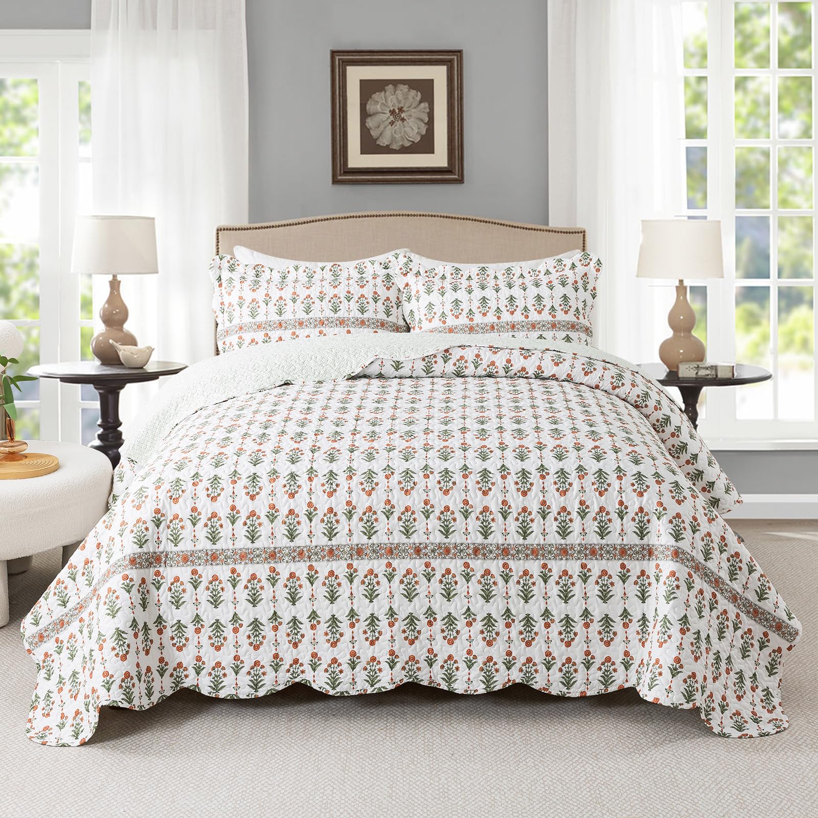 Travan Floral Quilt Set 3-Piece