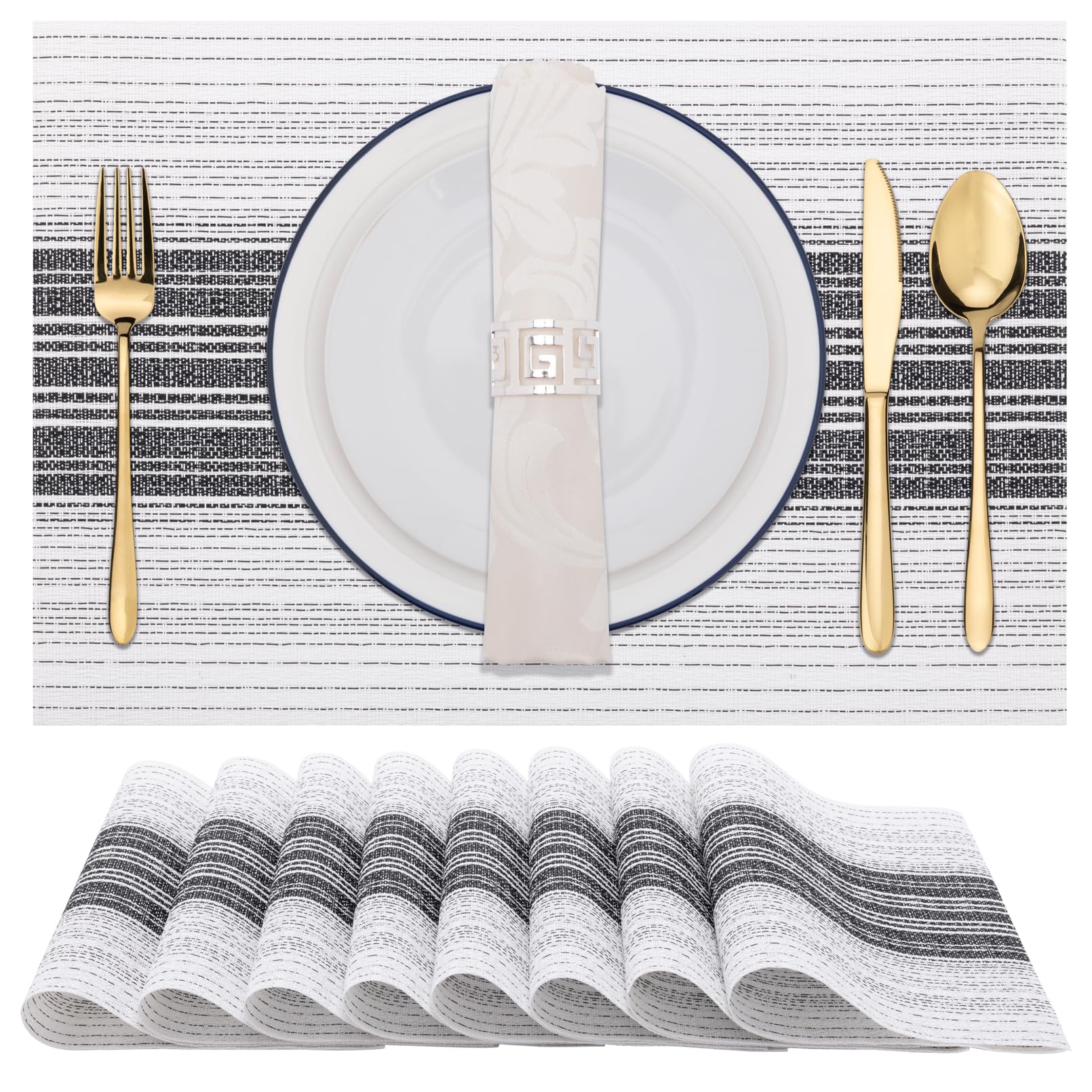 Winknowl Woven Vinyl Placemats Set of 8