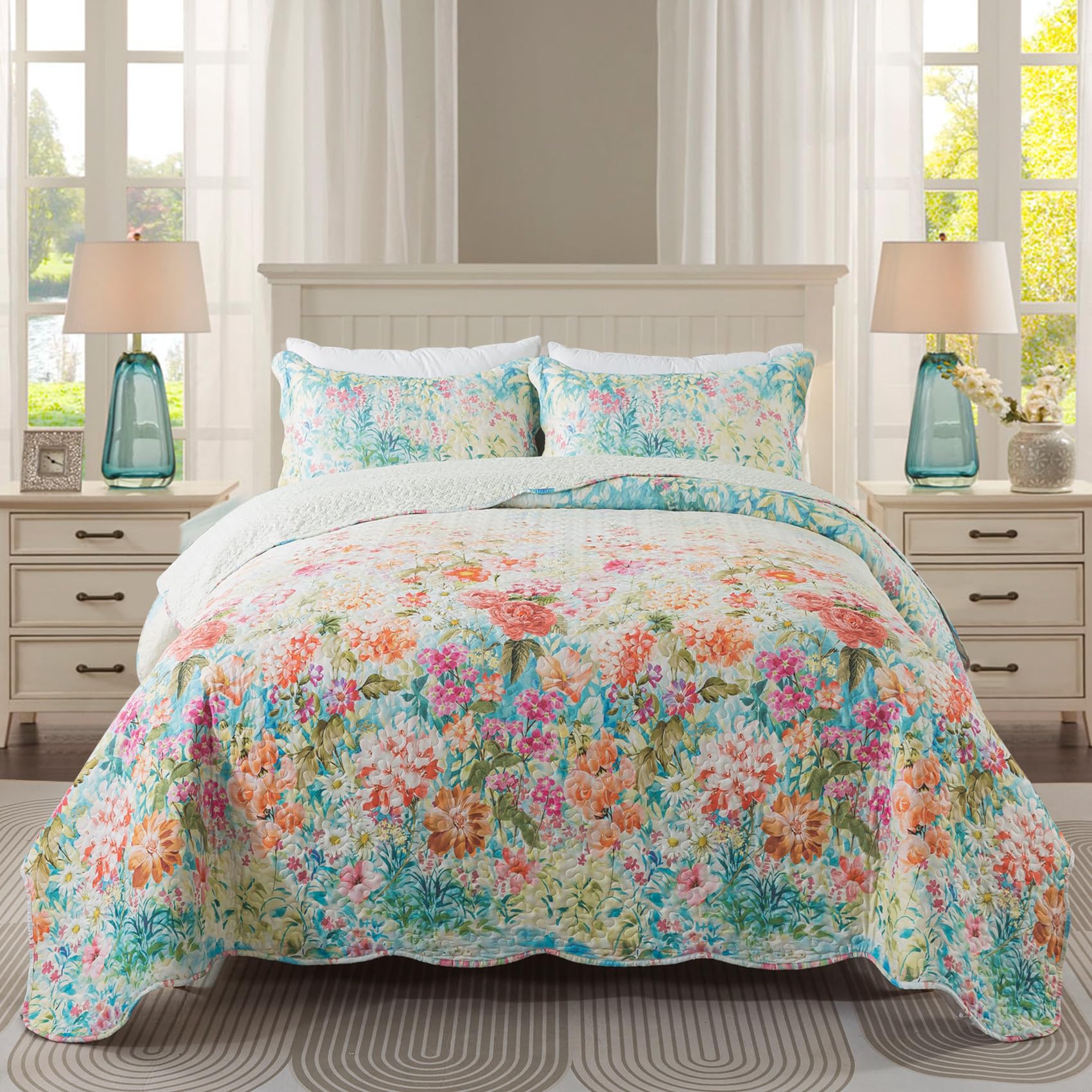 Travan Floral Quilt Set 3-Piece