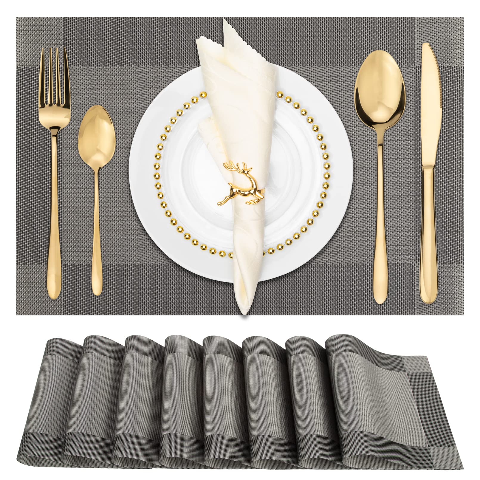 Winknowl Woven Vinyl Placemats Set of 8