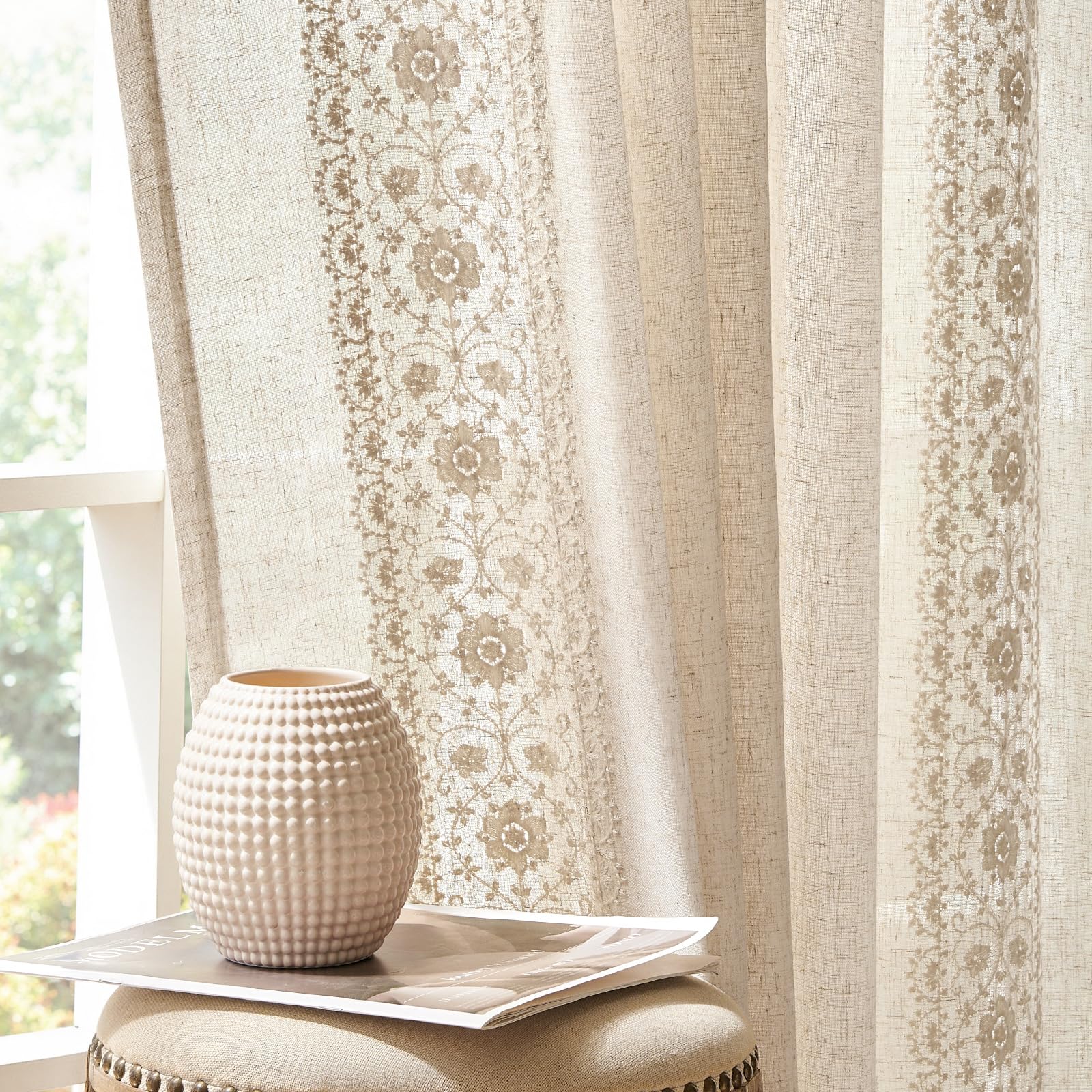 jinchan Embroidered Boho Curtains