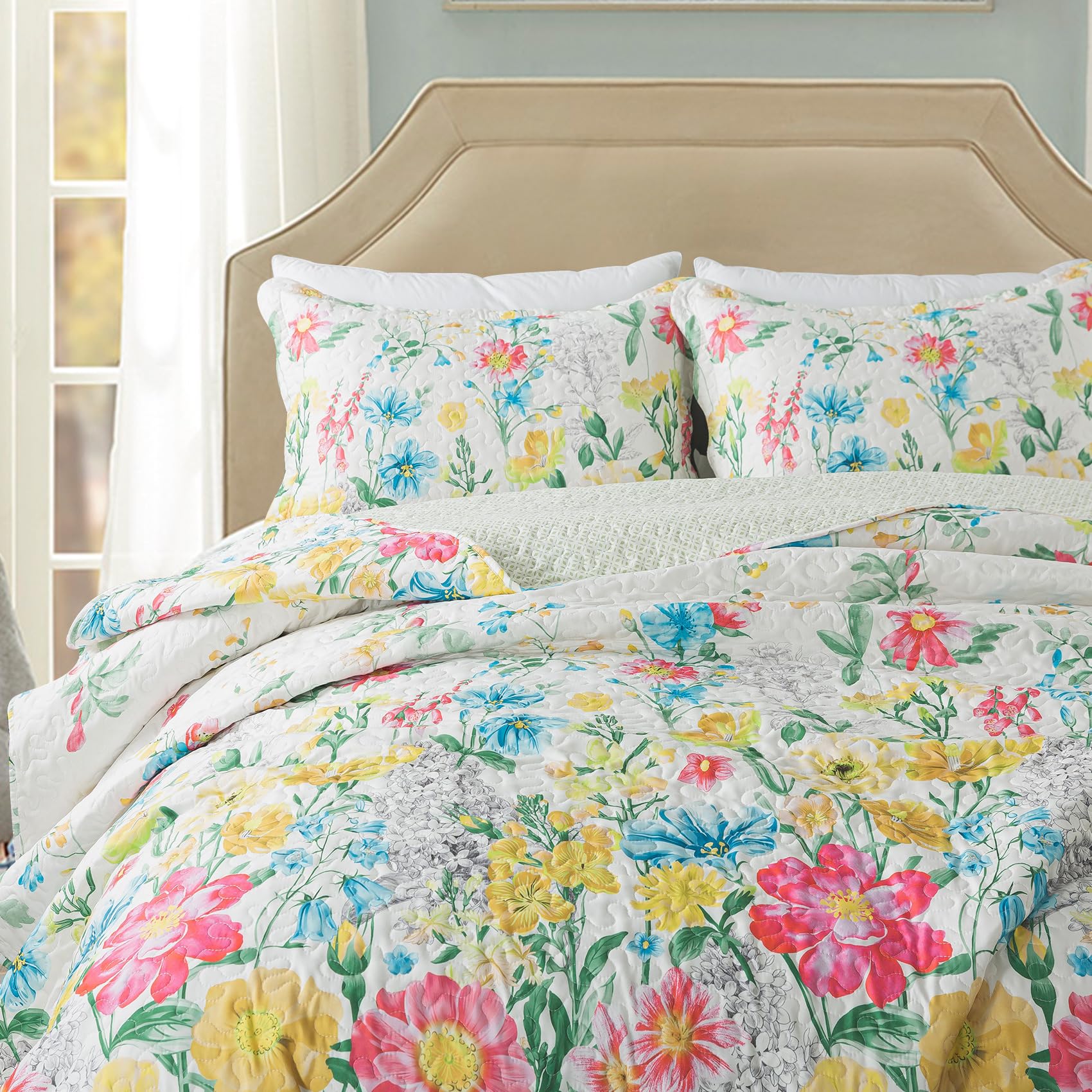 Travan Floral Quilt Set 3-Piece
