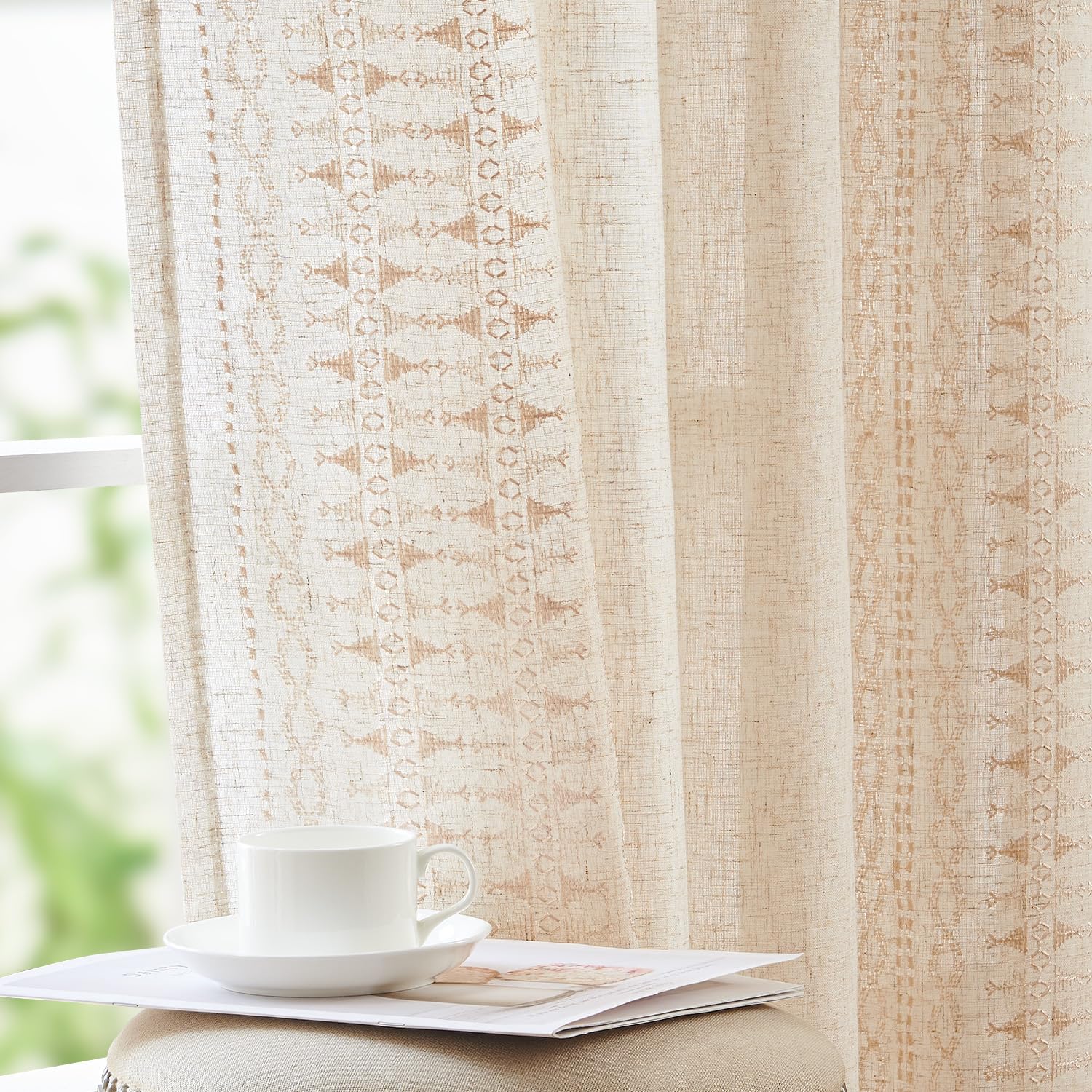 jinchan Embroidered Boho Curtains