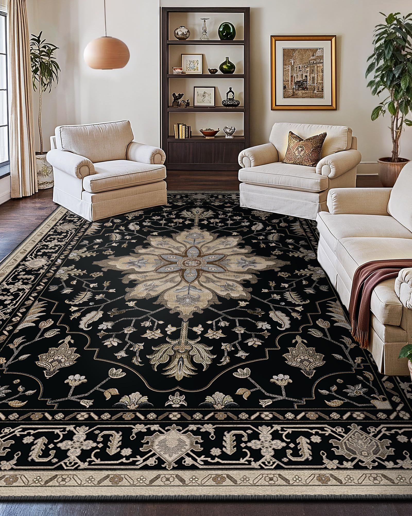 RELEANY Washable Floral Area Rug