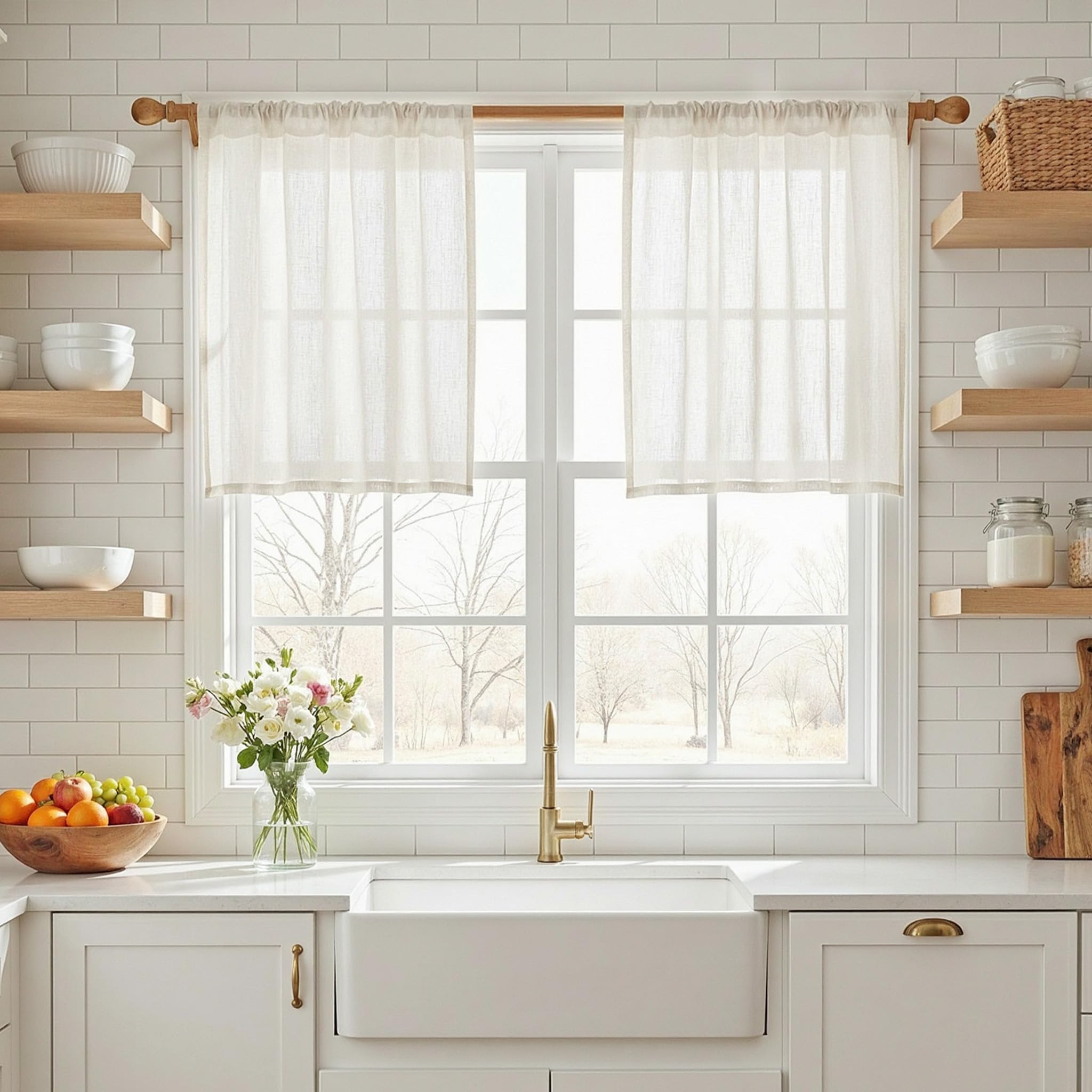 MYSKY HOME Semi Sheer Boho Curtains