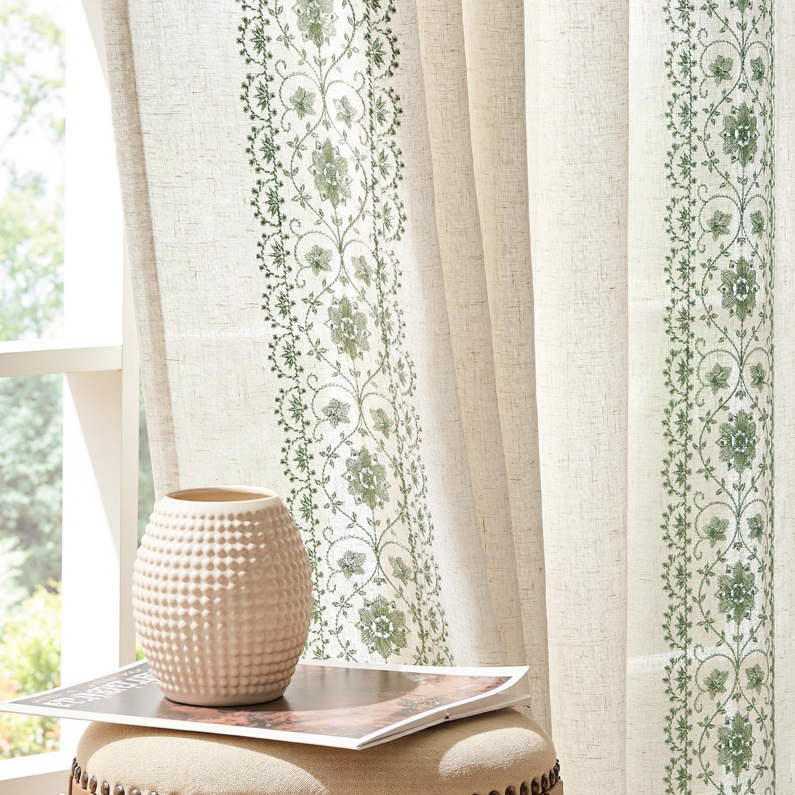 jinchan Embroidered Boho Curtains