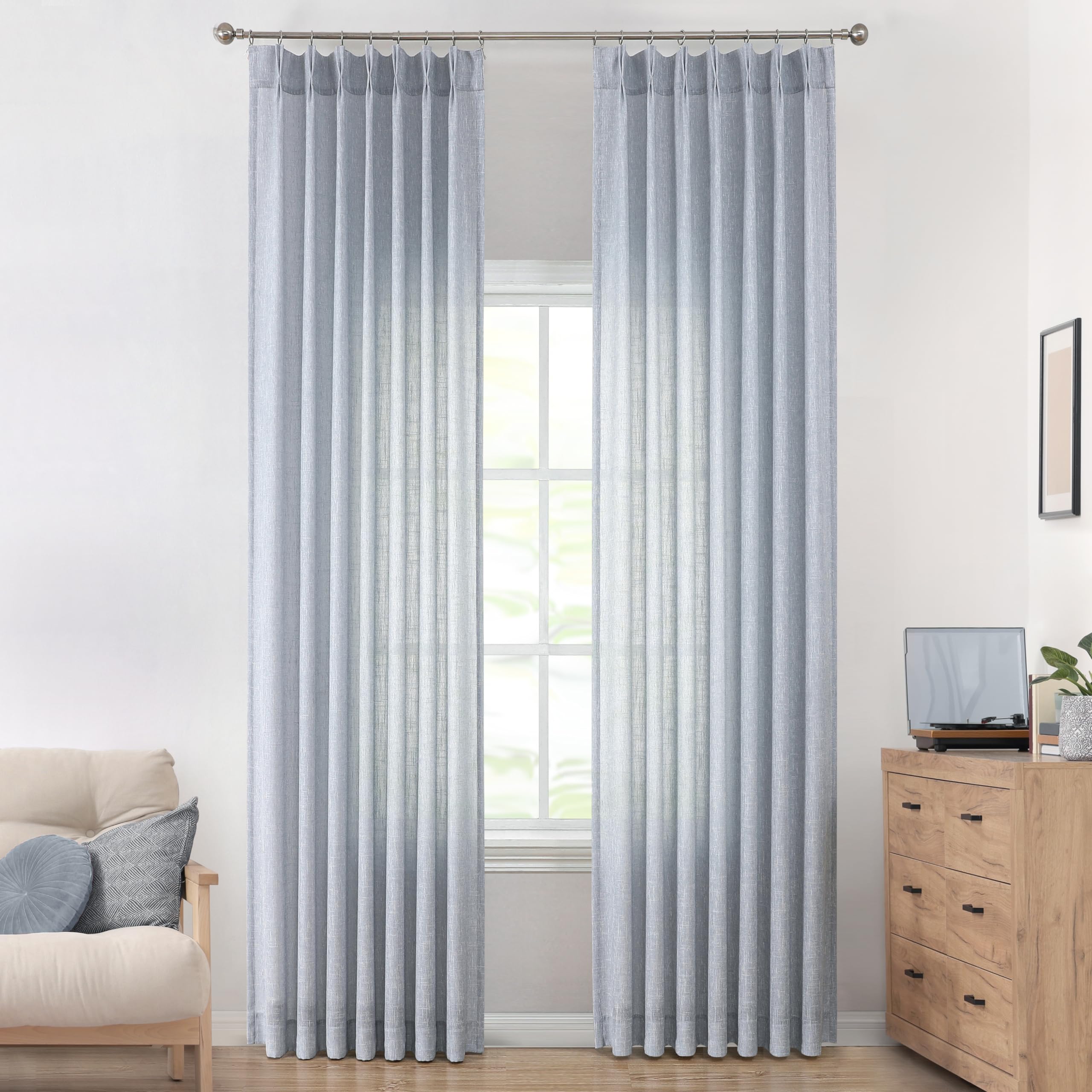 Vision Home Pinch Pleated Sheer Curtains
