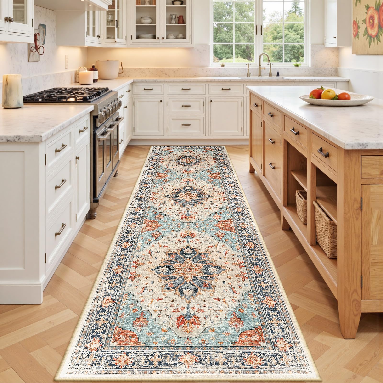 RELEANY Washable Floral Area Rug