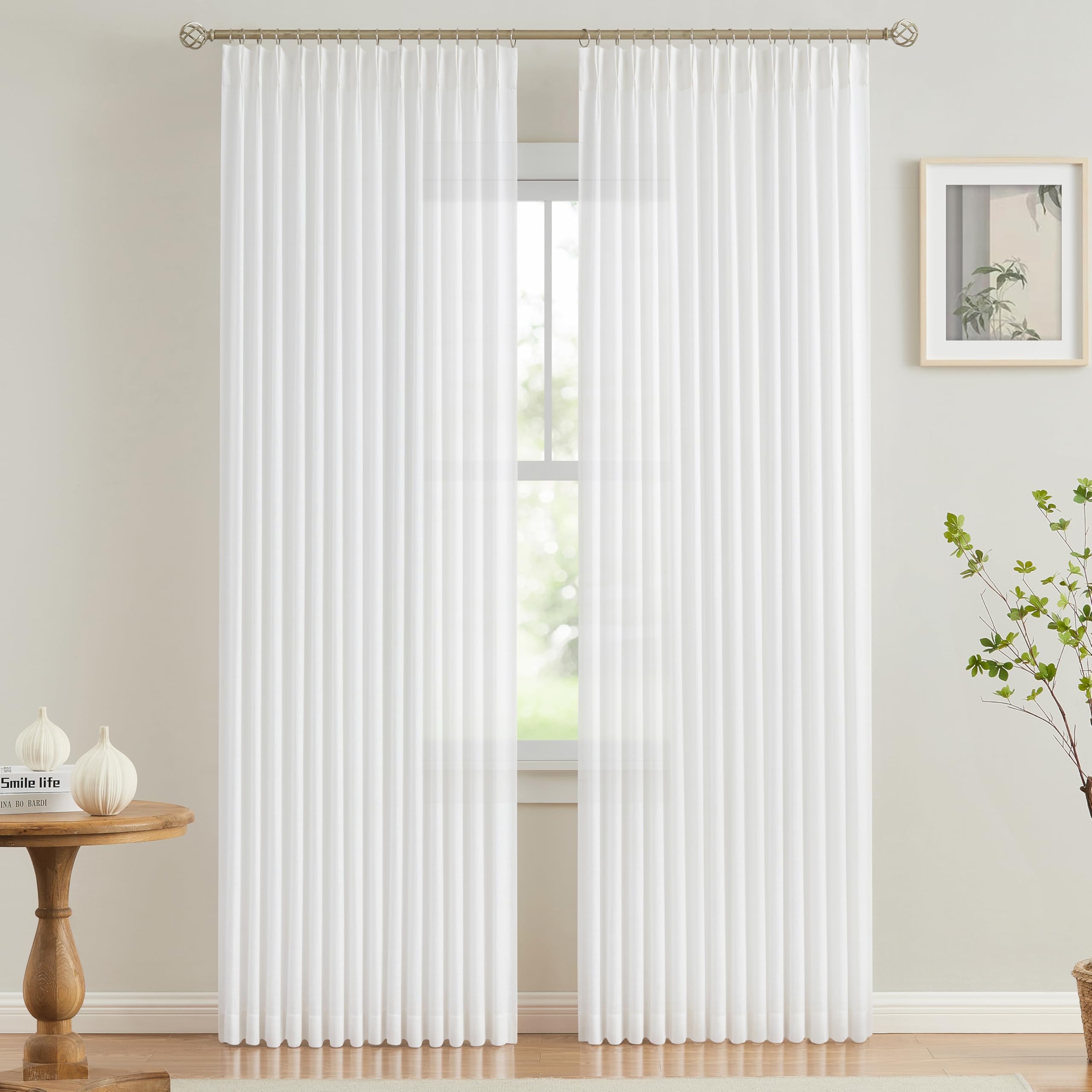 Vision Home Pinch Pleated Sheer Curtains