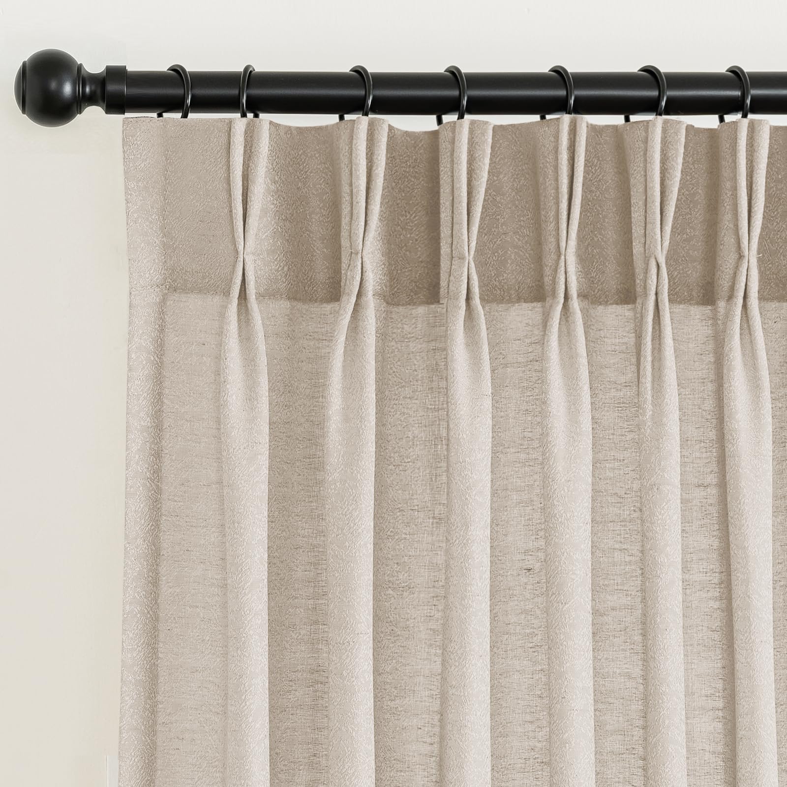 Turquoize Pleated Linen Curtains 2 Panels