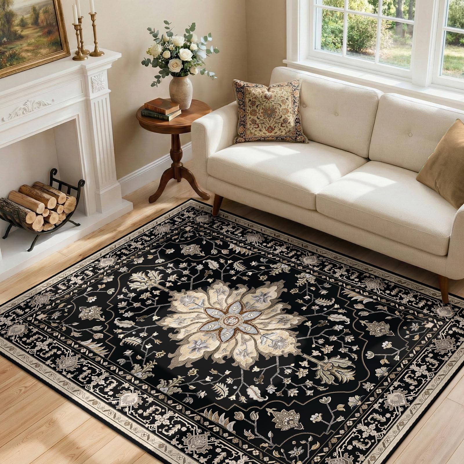RELEANY Washable Floral Area Rug