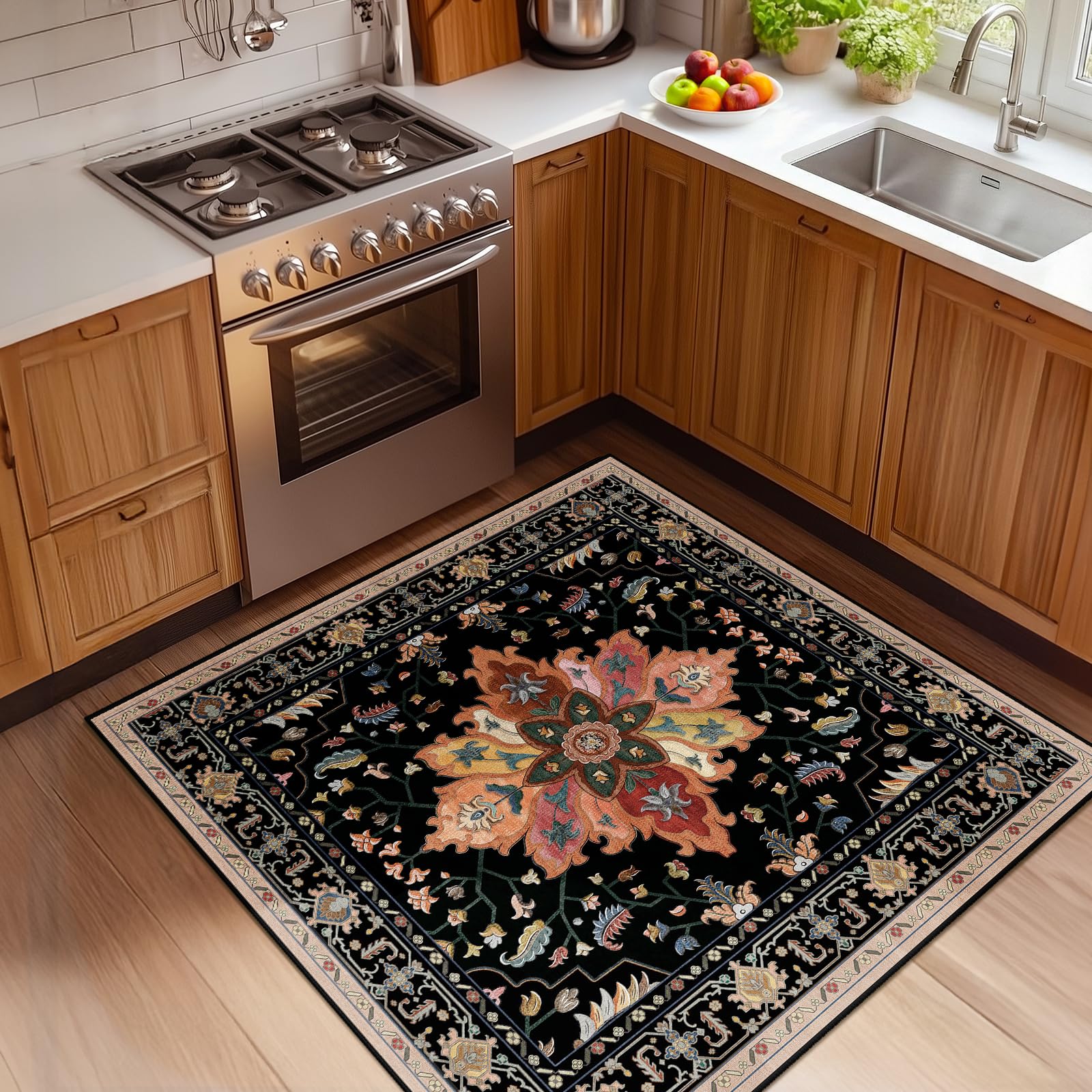 RELEANY Washable Floral Area Rug