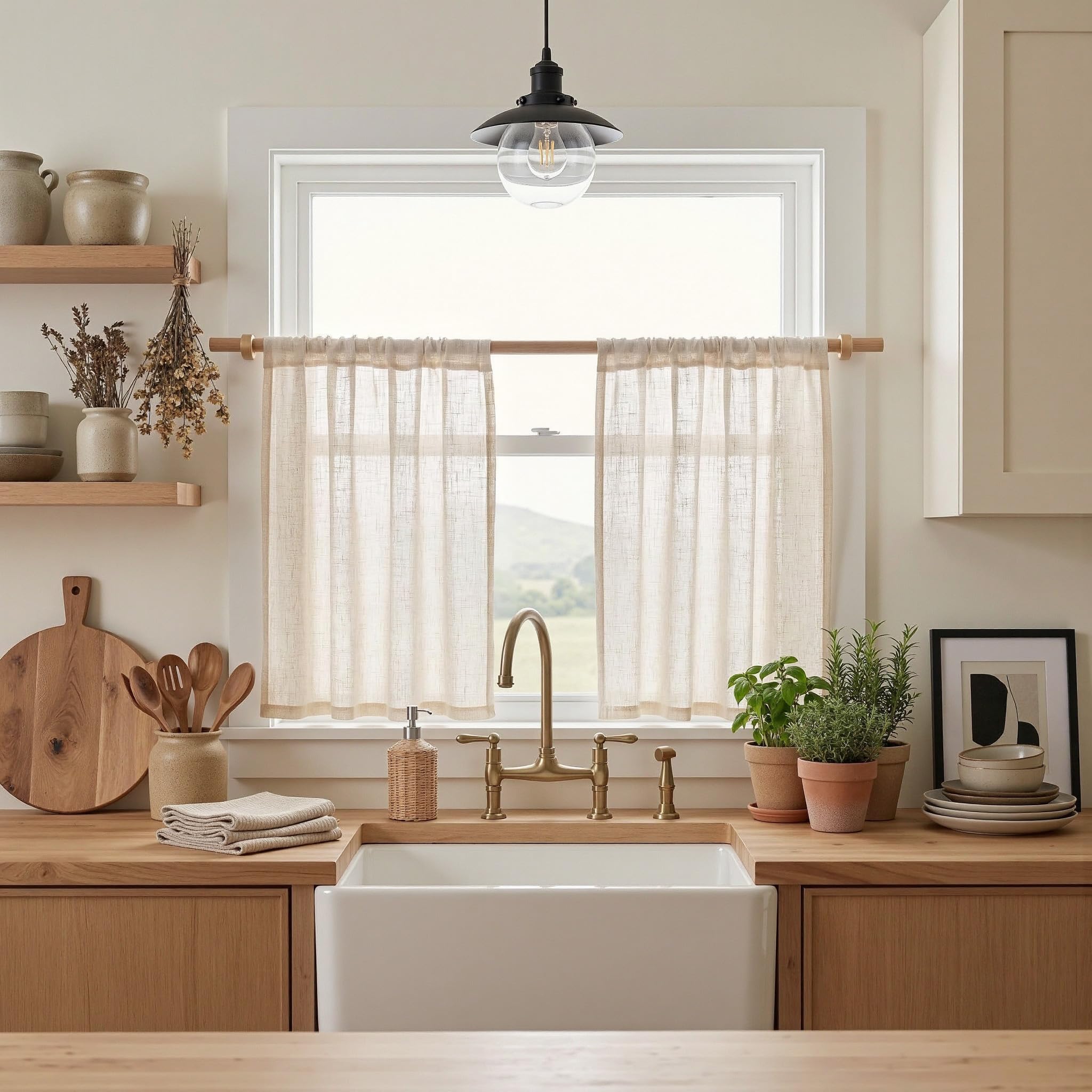 MYSKY HOME Semi Sheer Boho Curtains