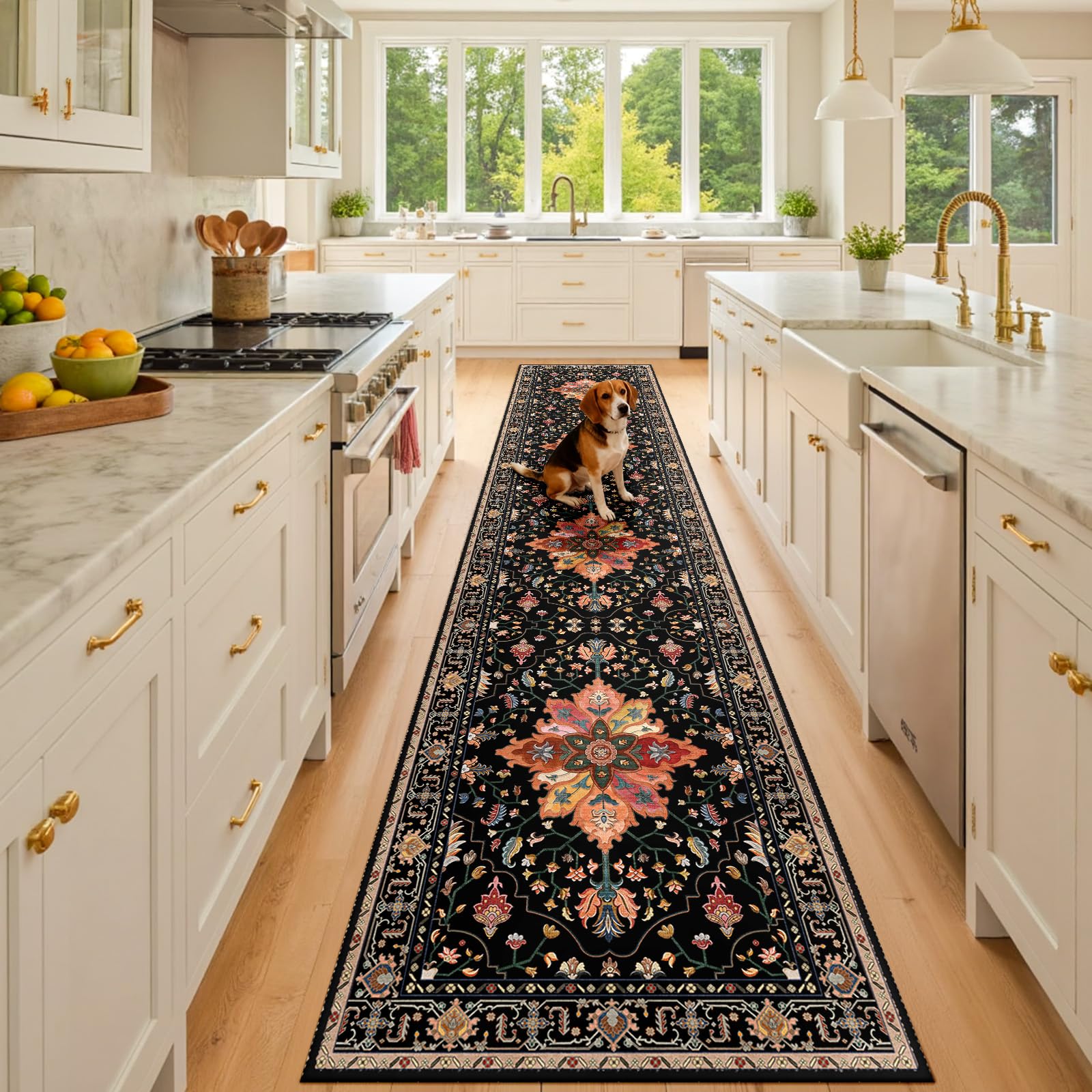 RELEANY Washable Floral Area Rug
