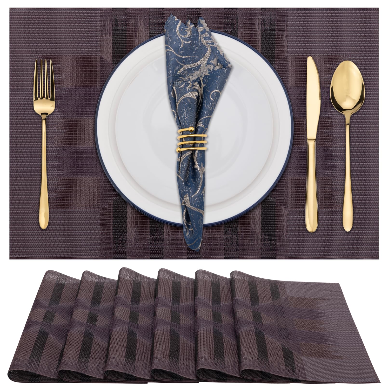Winknowl Woven Vinyl Placemats Set of 8