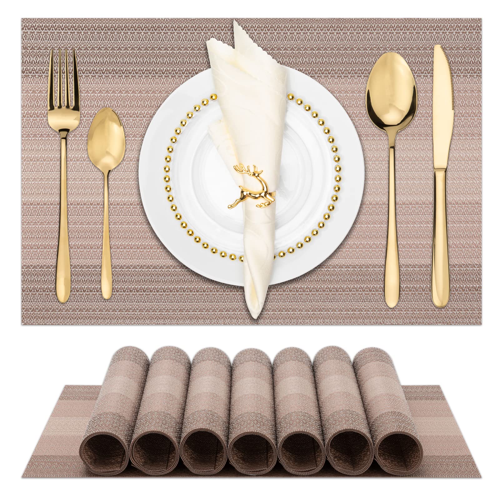 Winknowl Woven Vinyl Placemats Set of 8