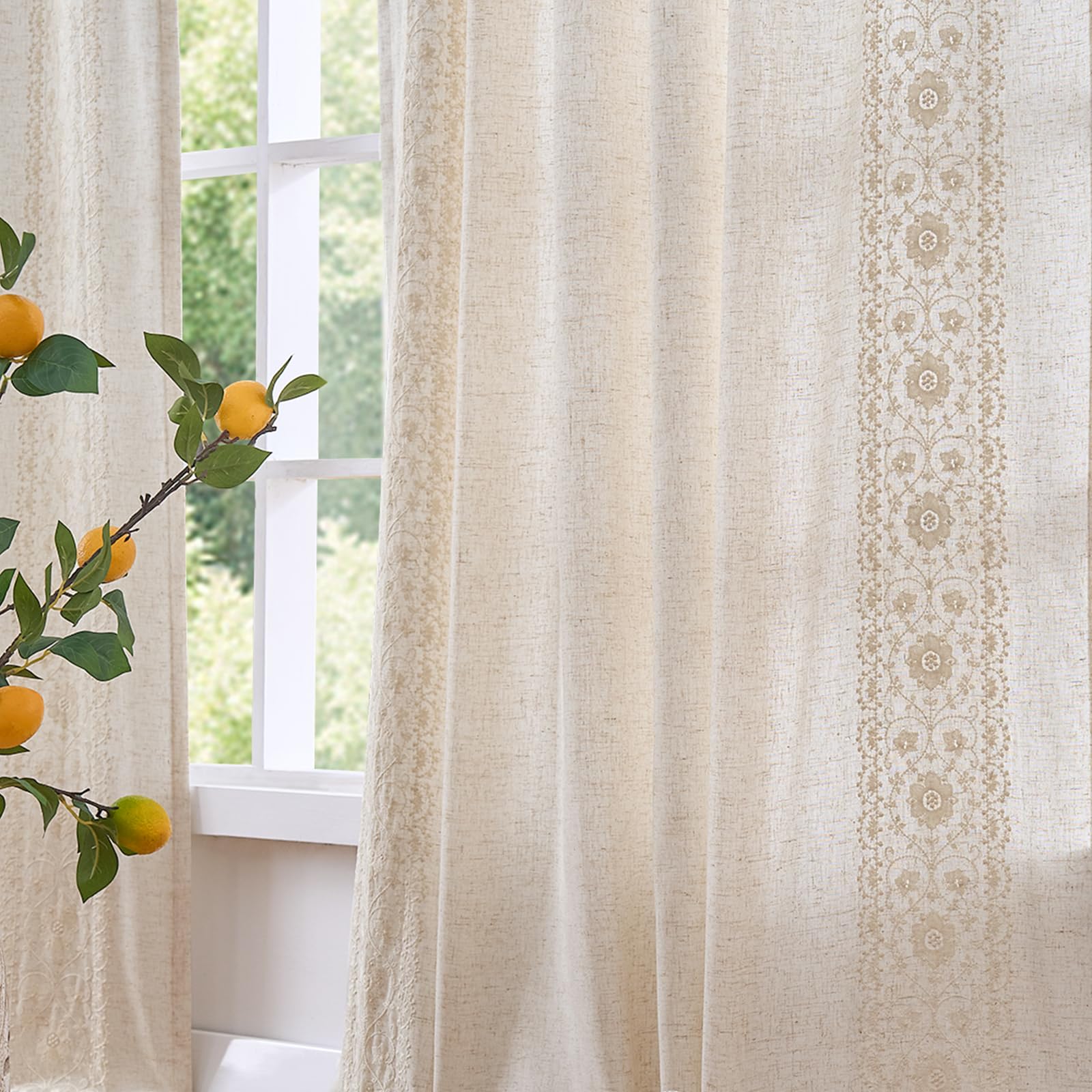 jinchan Embroidered Boho Curtains