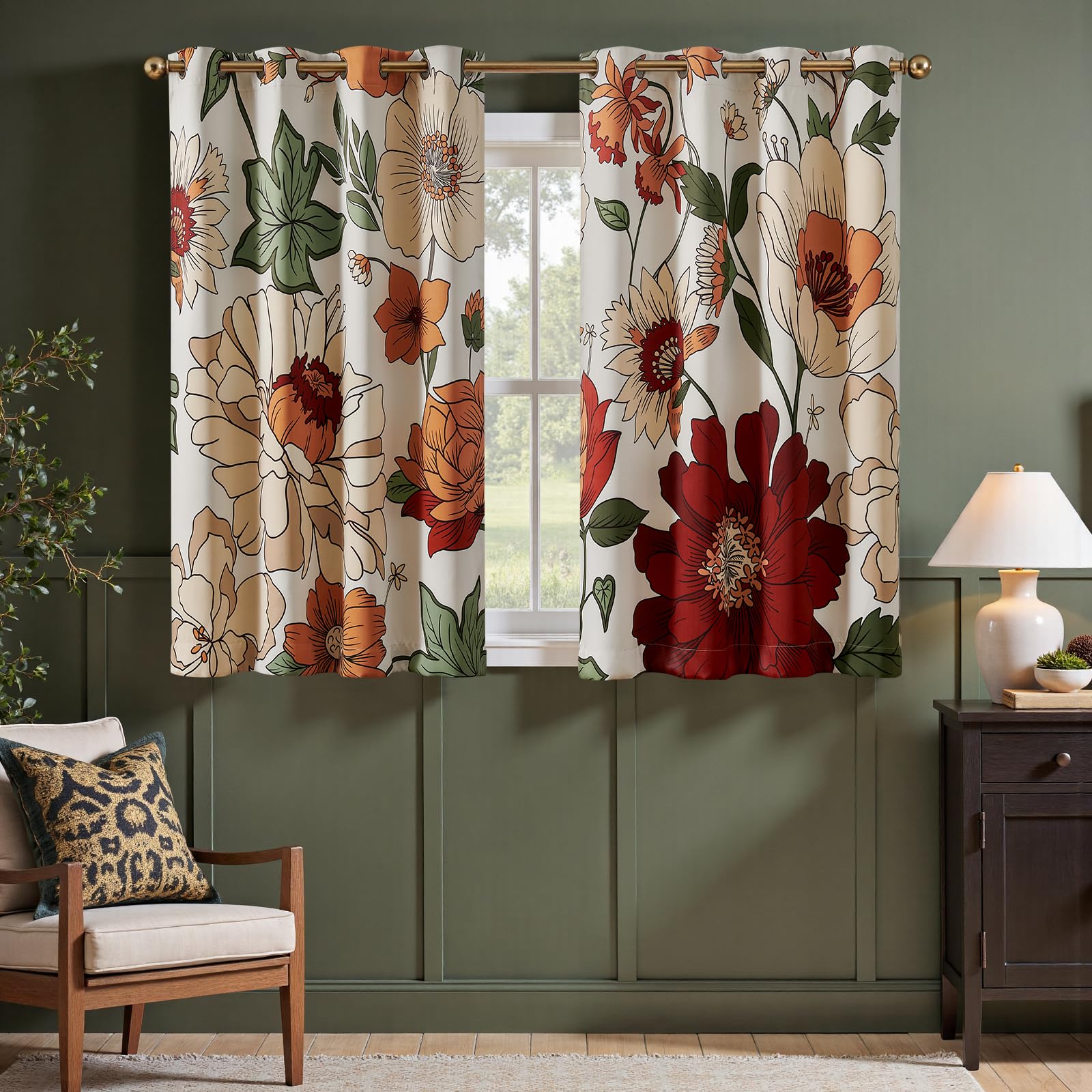 jinchan Boho Floral Blackout Curtains