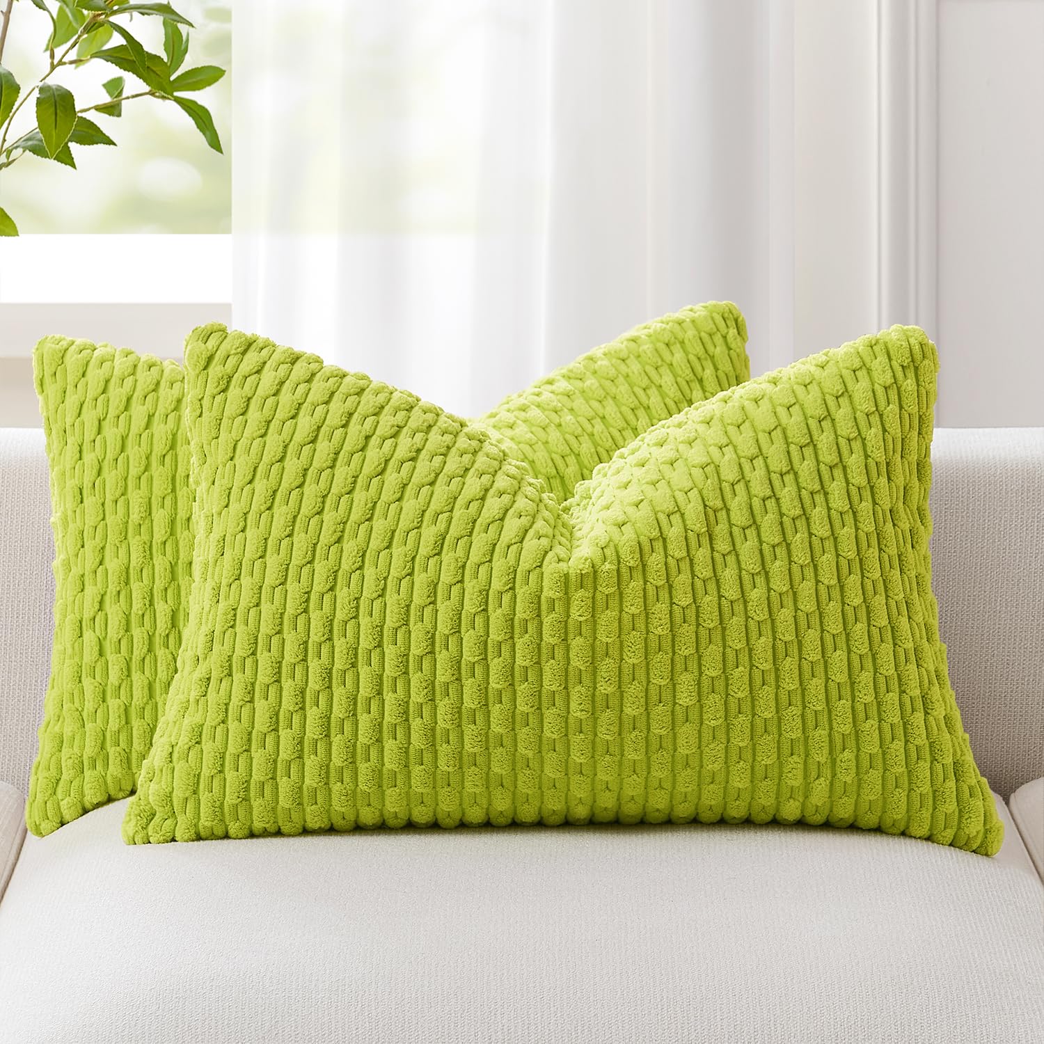 Kevin Textile Solid Decorative Boho Striped Corduroy Throw Pillow Covers