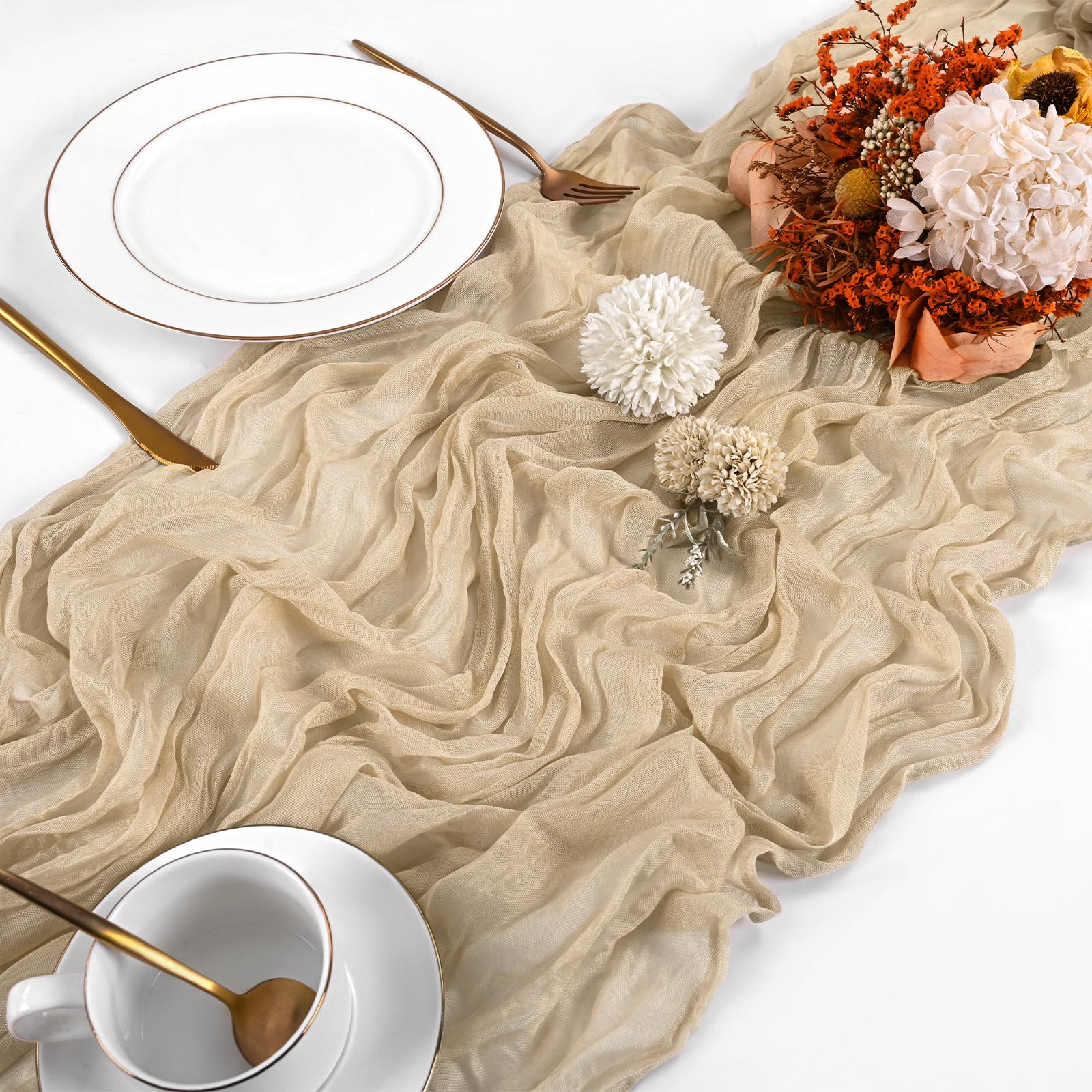 Cheesecloth Table Runner for Wedding, Birthday