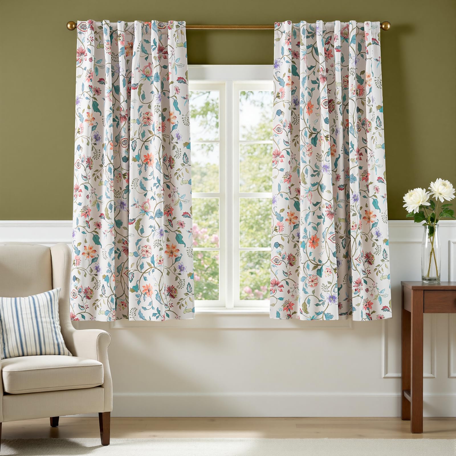 jinchan Boho Floral Blackout Curtains