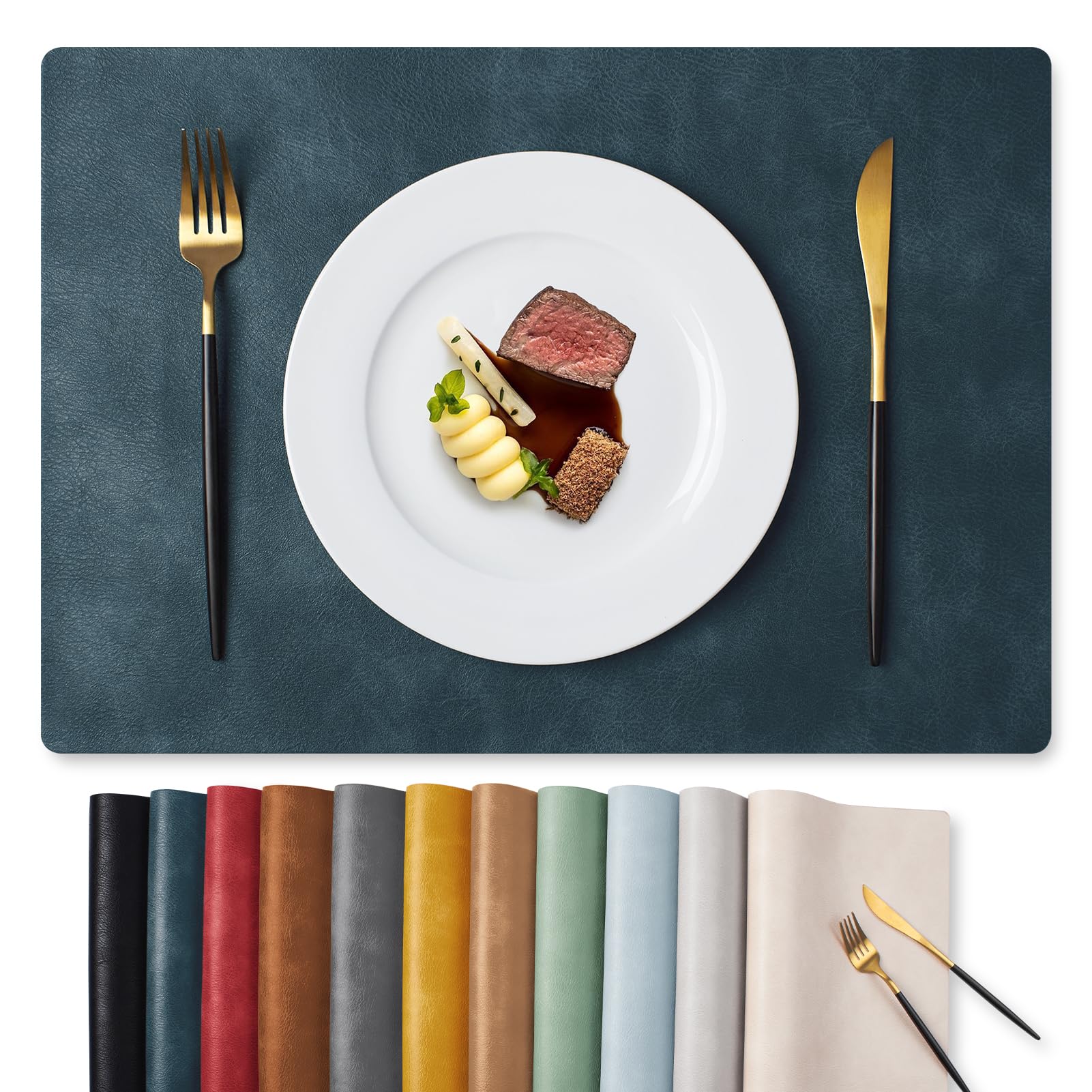 MOSAYT Faux Leather Placemats Set