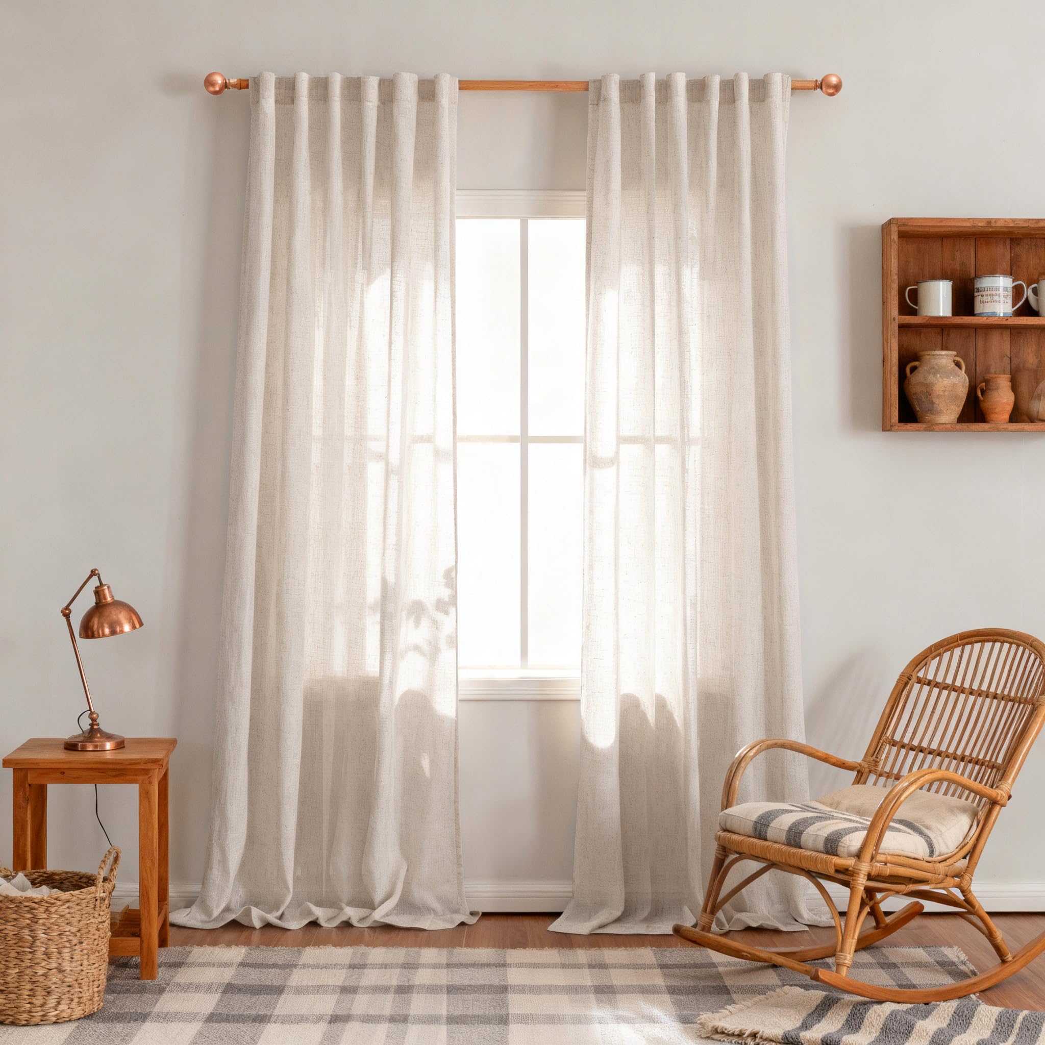 MYSKY HOME Semi Sheer Boho Curtains