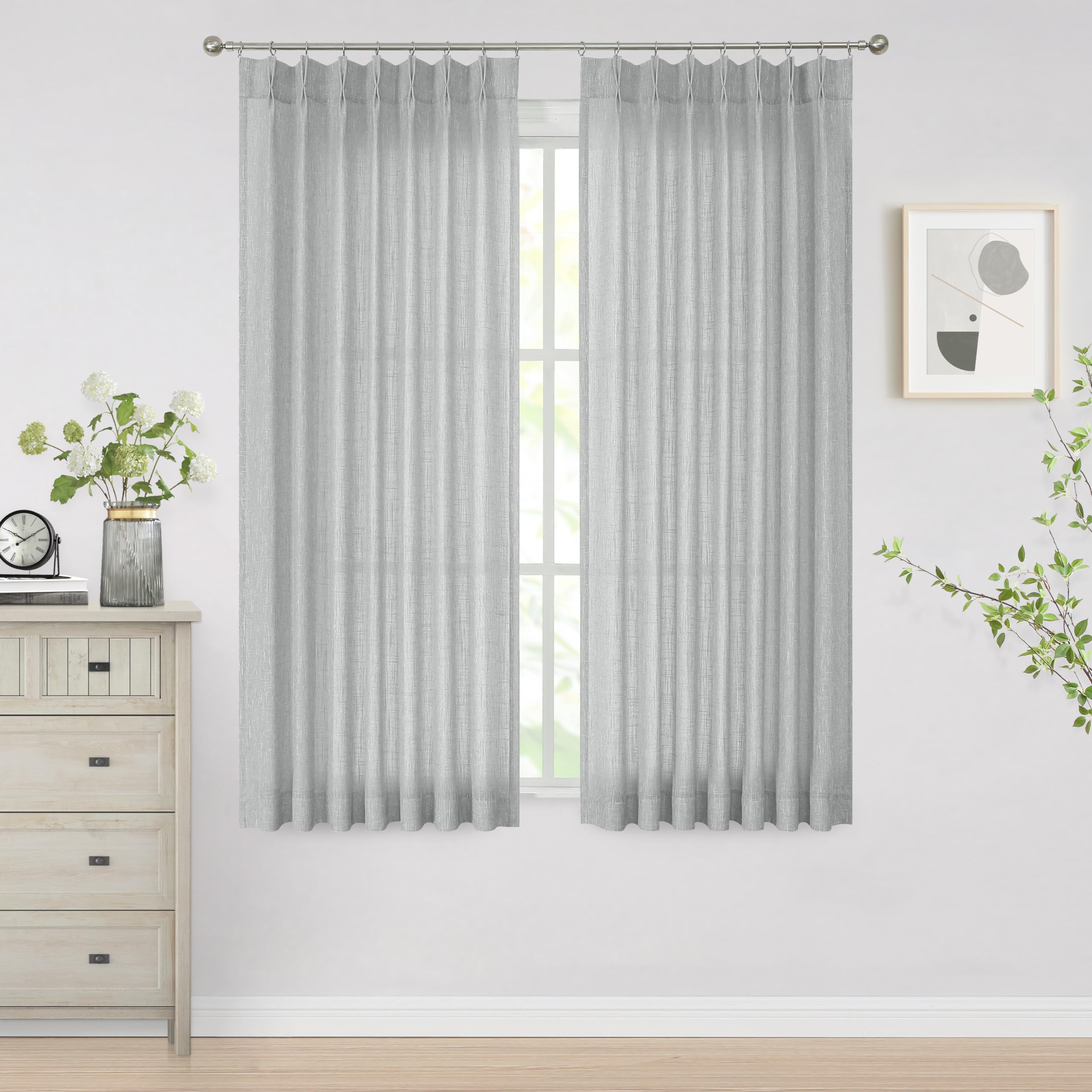 Vision Home Pinch Pleated Sheer Curtains