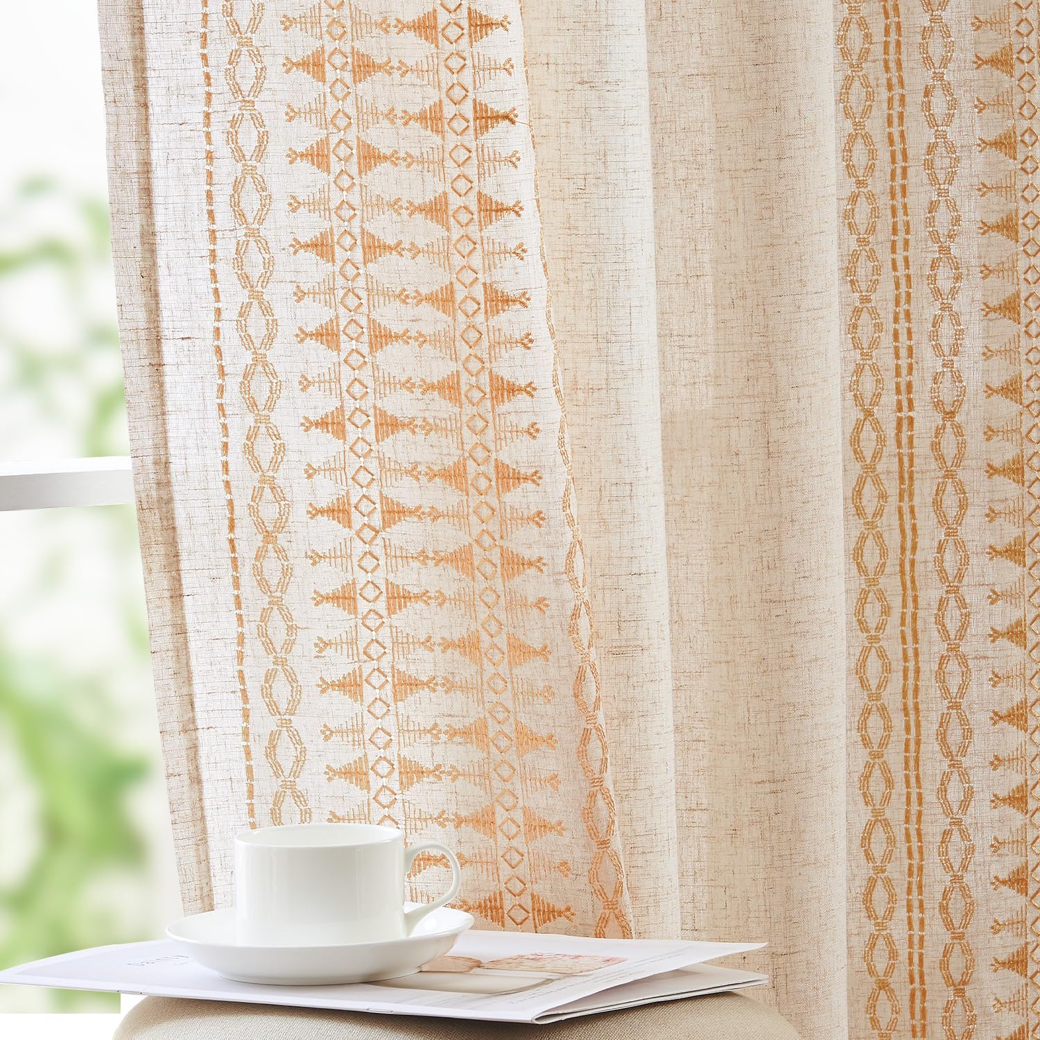 jinchan Embroidered Boho Curtains