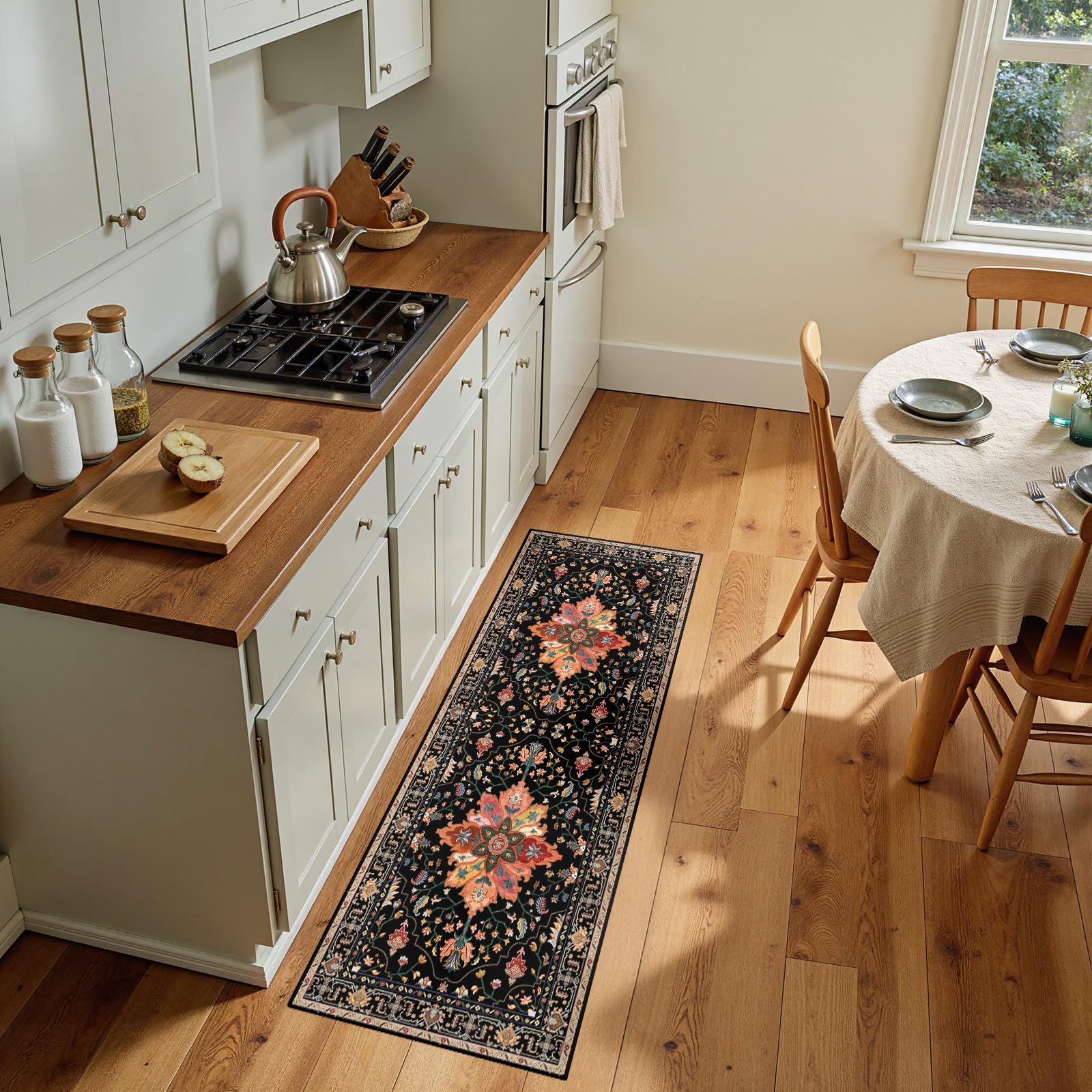 RELEANY Washable Floral Area Rug