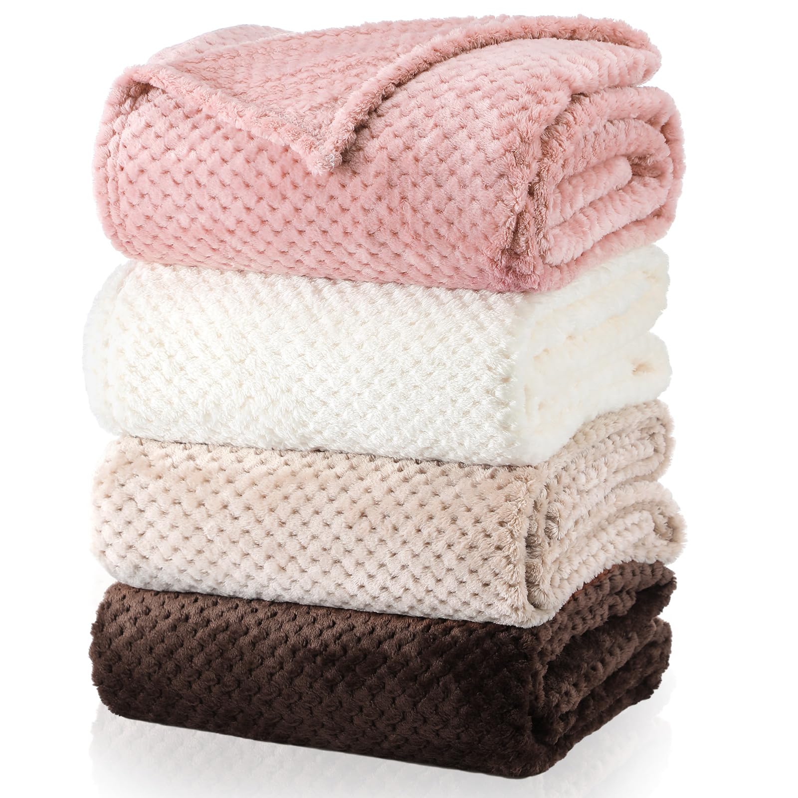 Newwiee Flannel Fleece Throw Blanket Set of 4