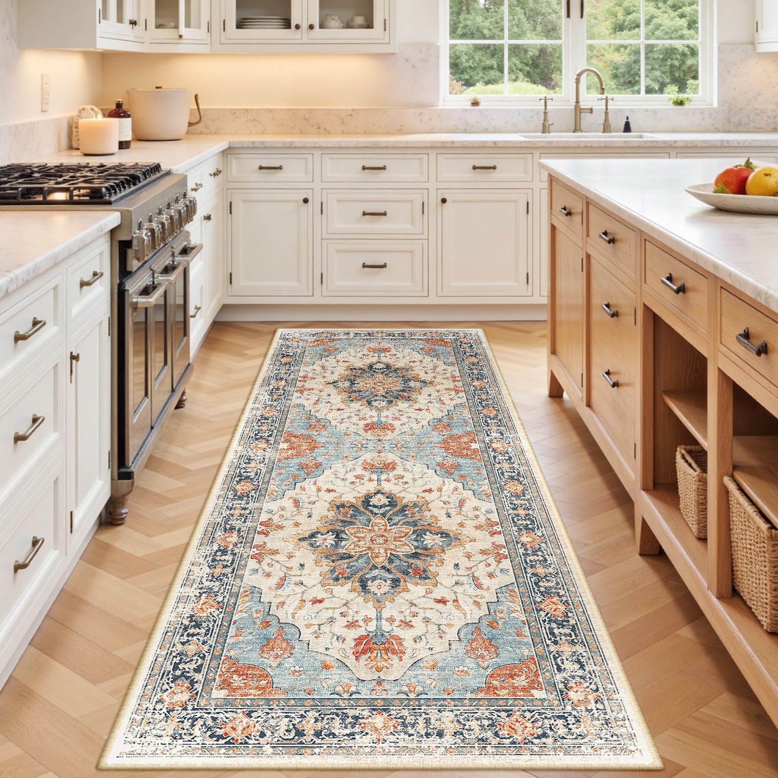 RELEANY Washable Floral Area Rug