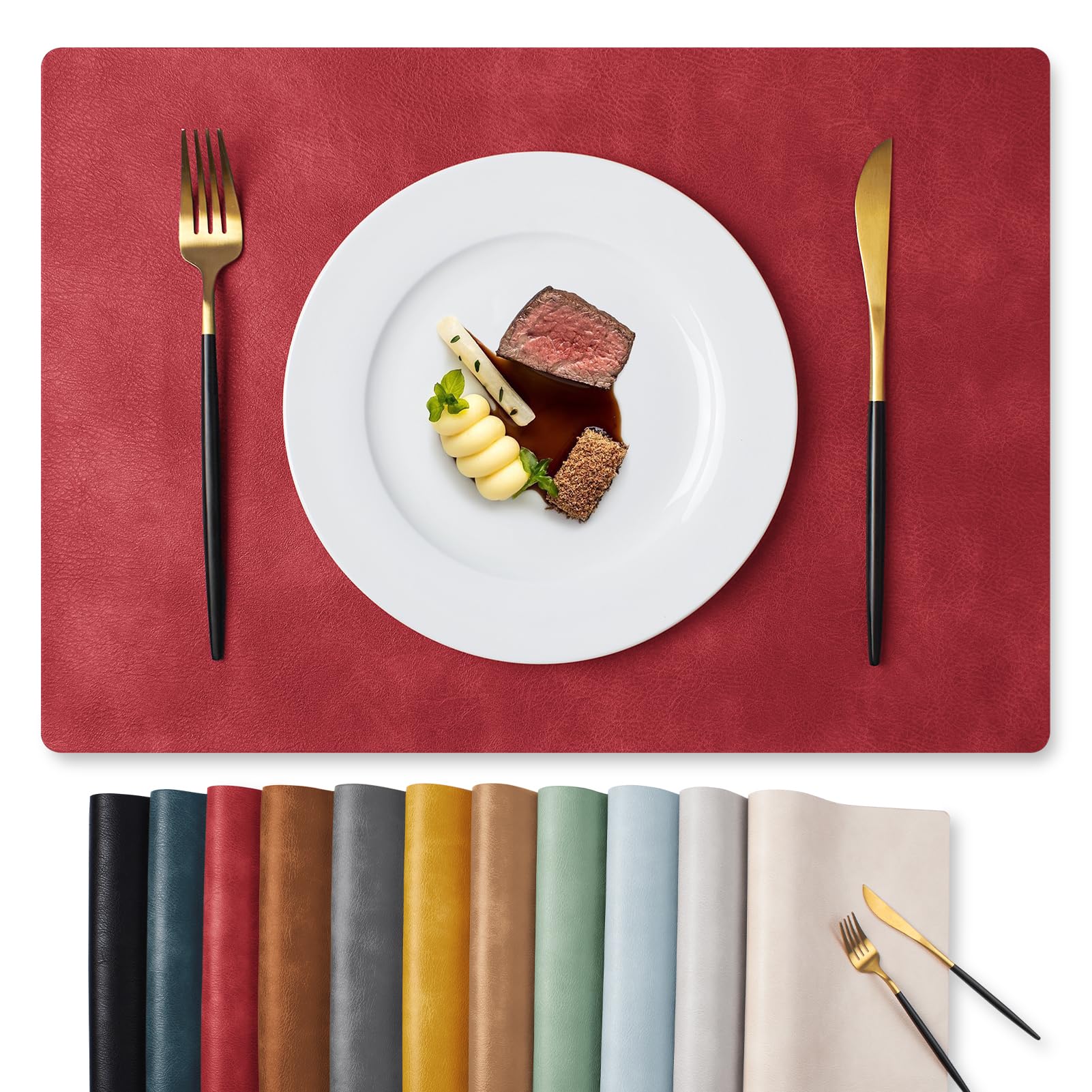 MOSAYT Faux Leather Placemats Set