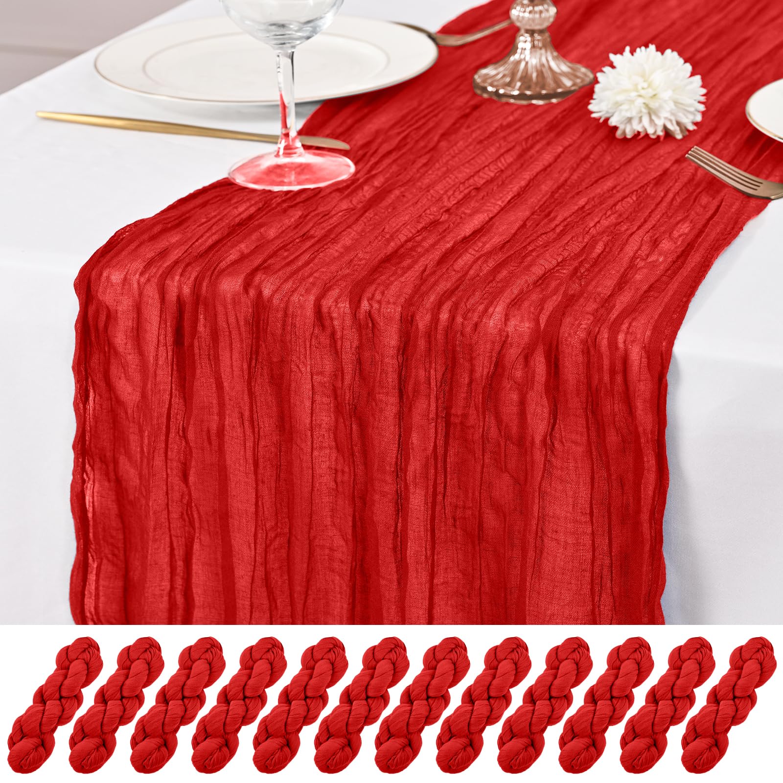 Rustic Gauze Cheesecloth Table Runner - Romantic Sheer Fabric