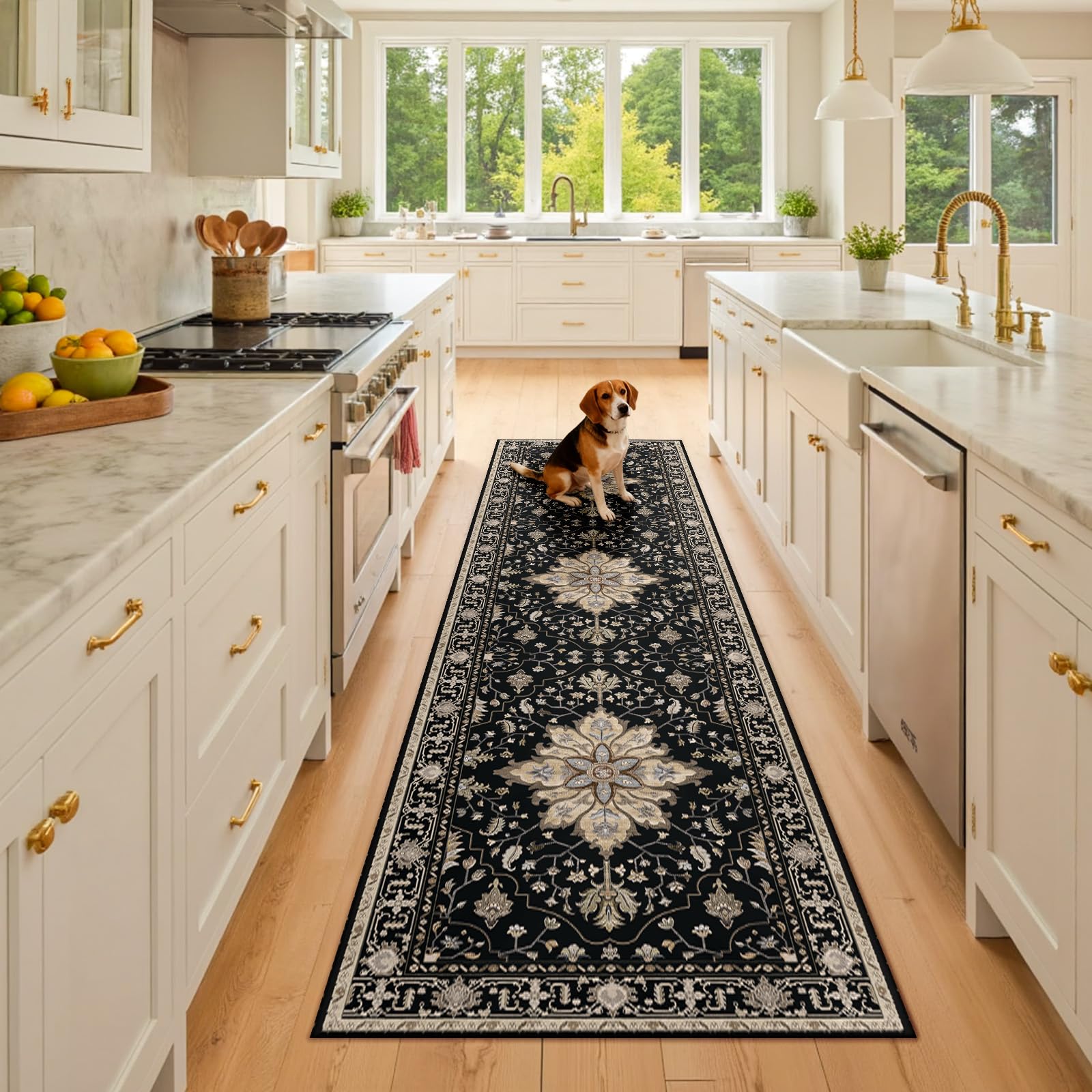 RELEANY Washable Floral Area Rug