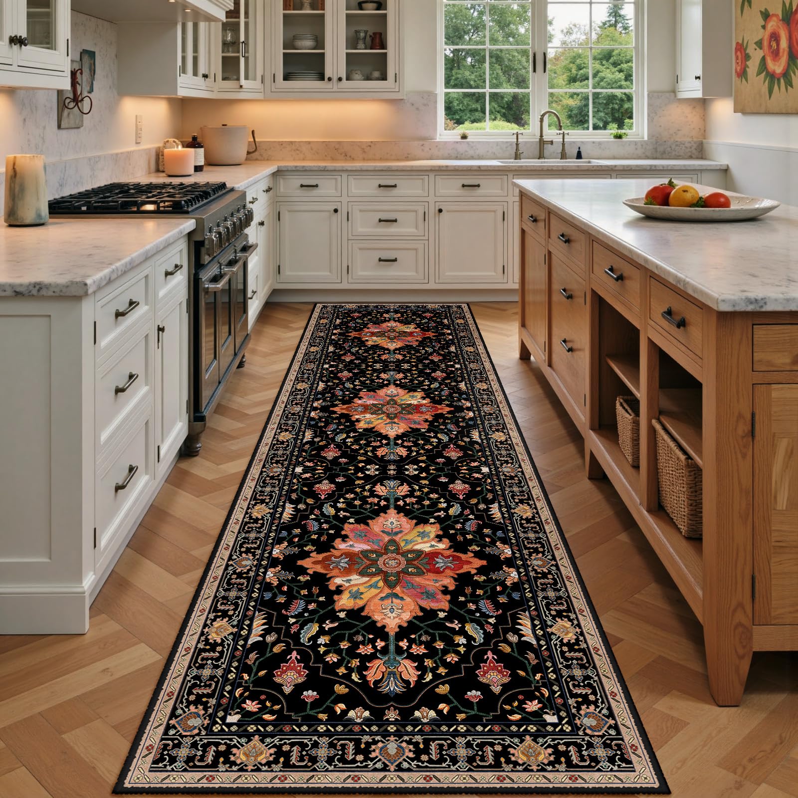RELEANY Washable Floral Area Rug