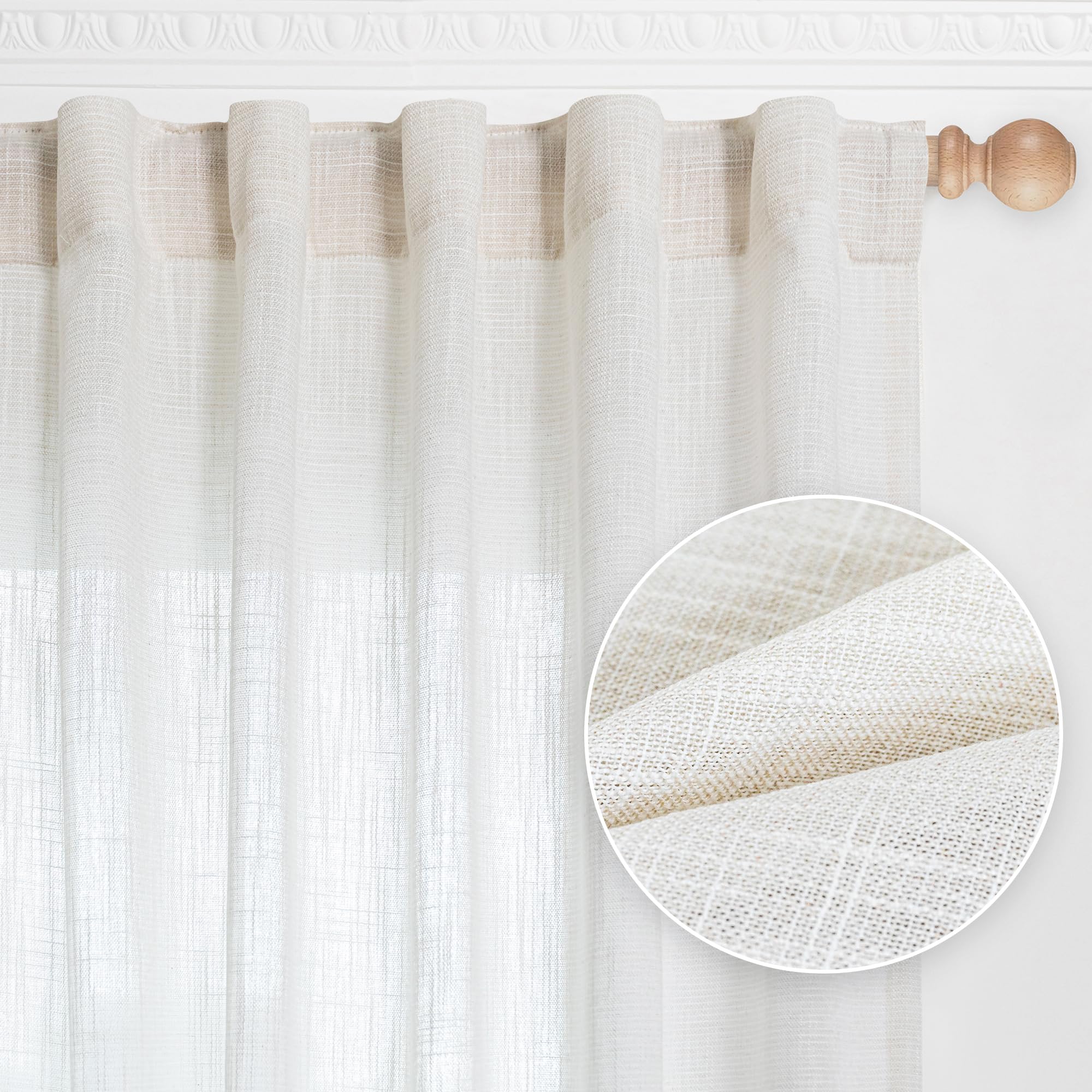MYSKY HOME Semi Sheer Boho Curtains