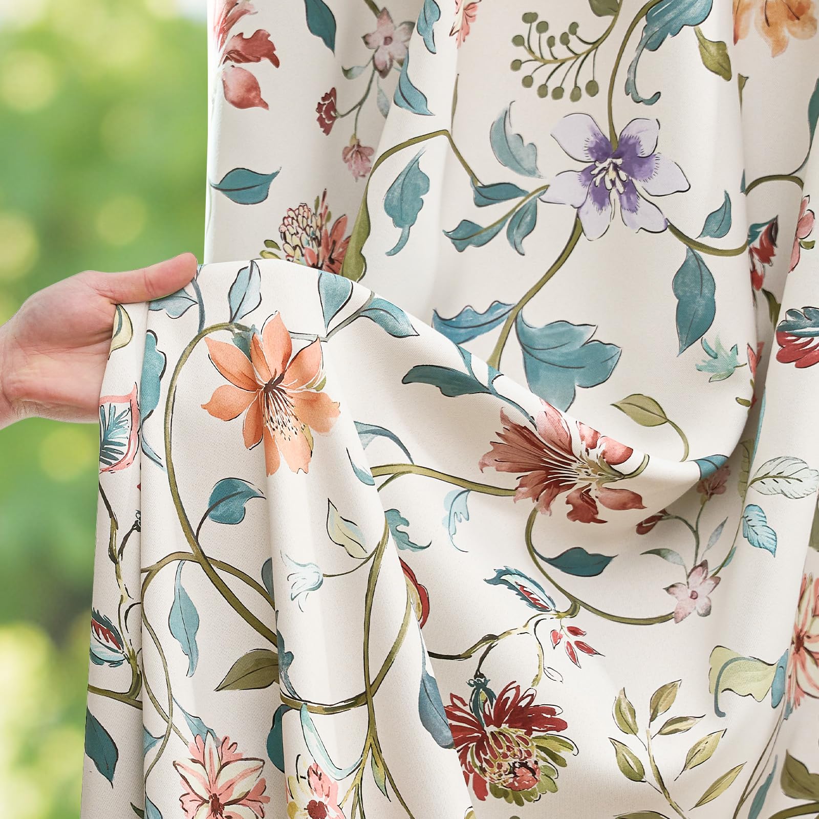 jinchan Boho Floral Blackout Curtains