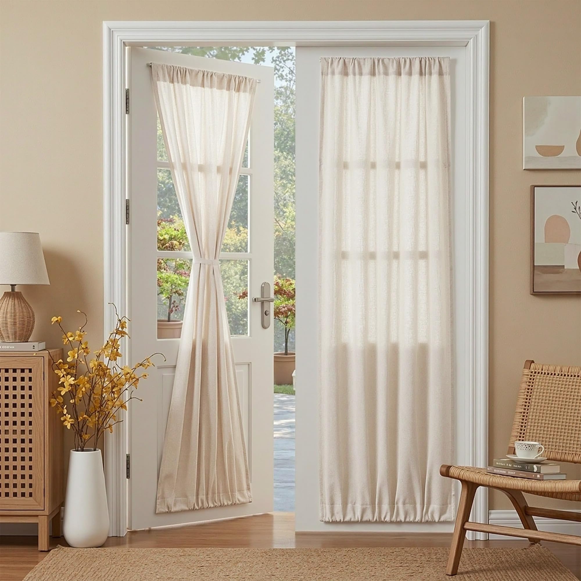 MYSKY HOME Semi Sheer Boho Curtains