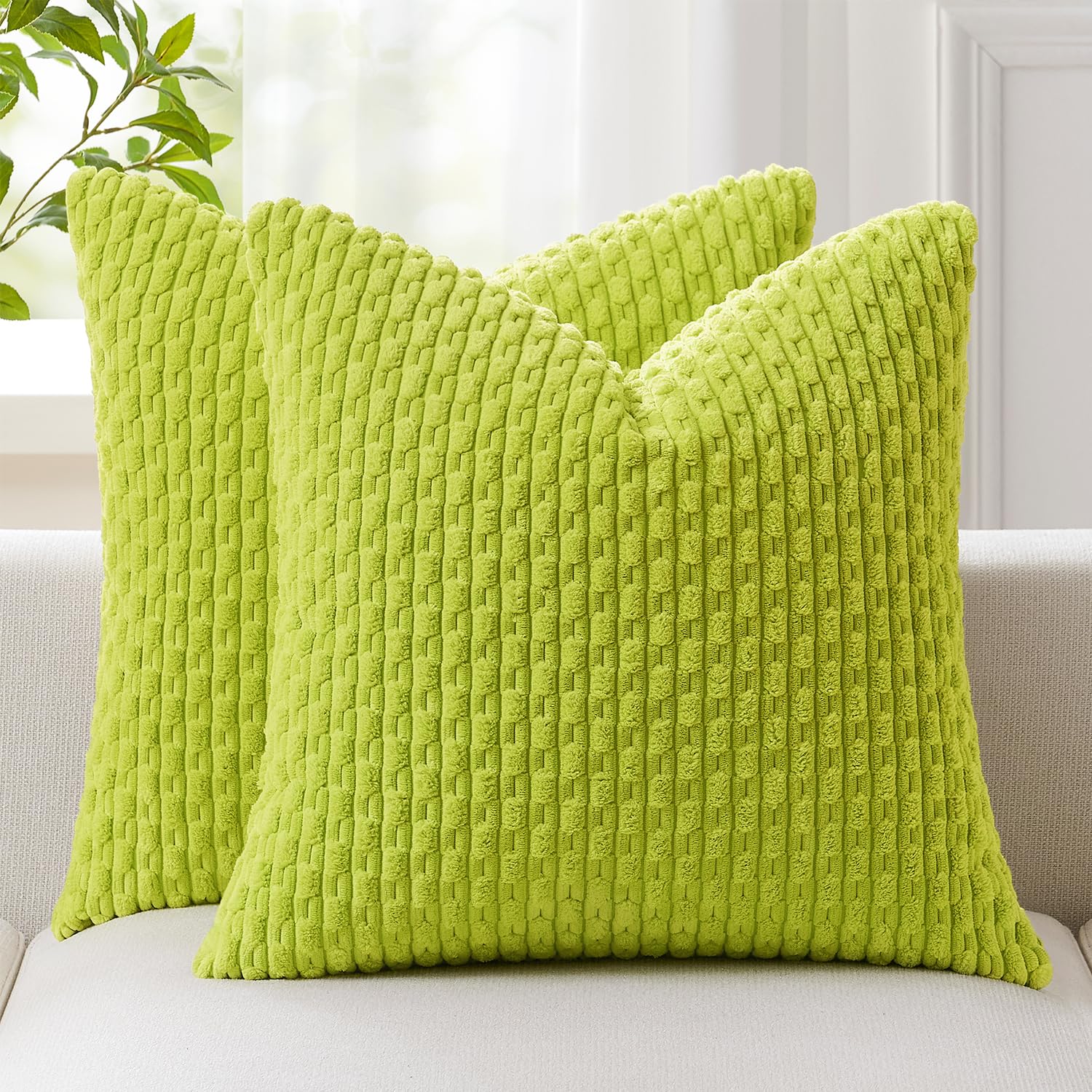 Kevin Textile Solid Decorative Boho Striped Corduroy Throw Pillow Covers