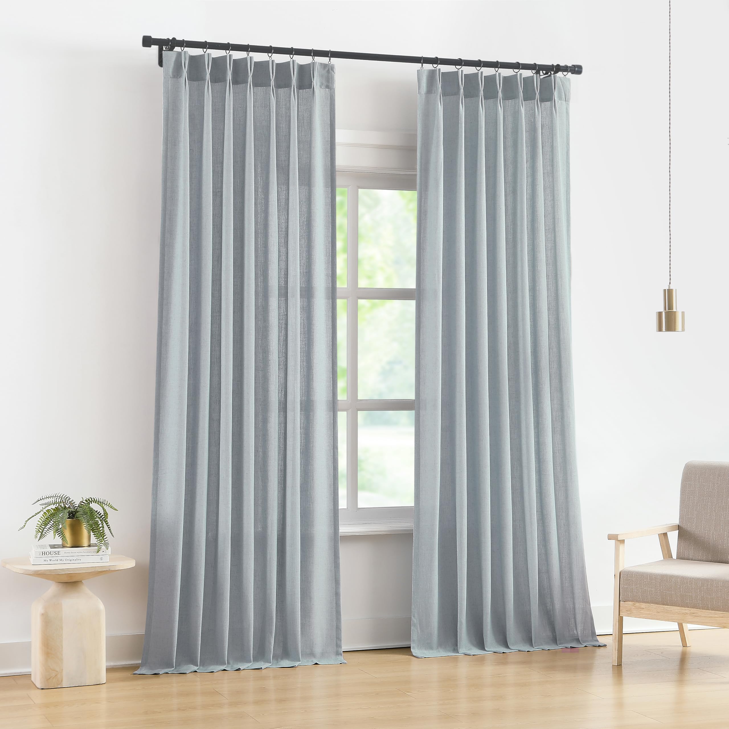 Vision Home Pinch Pleated Sheer Curtains