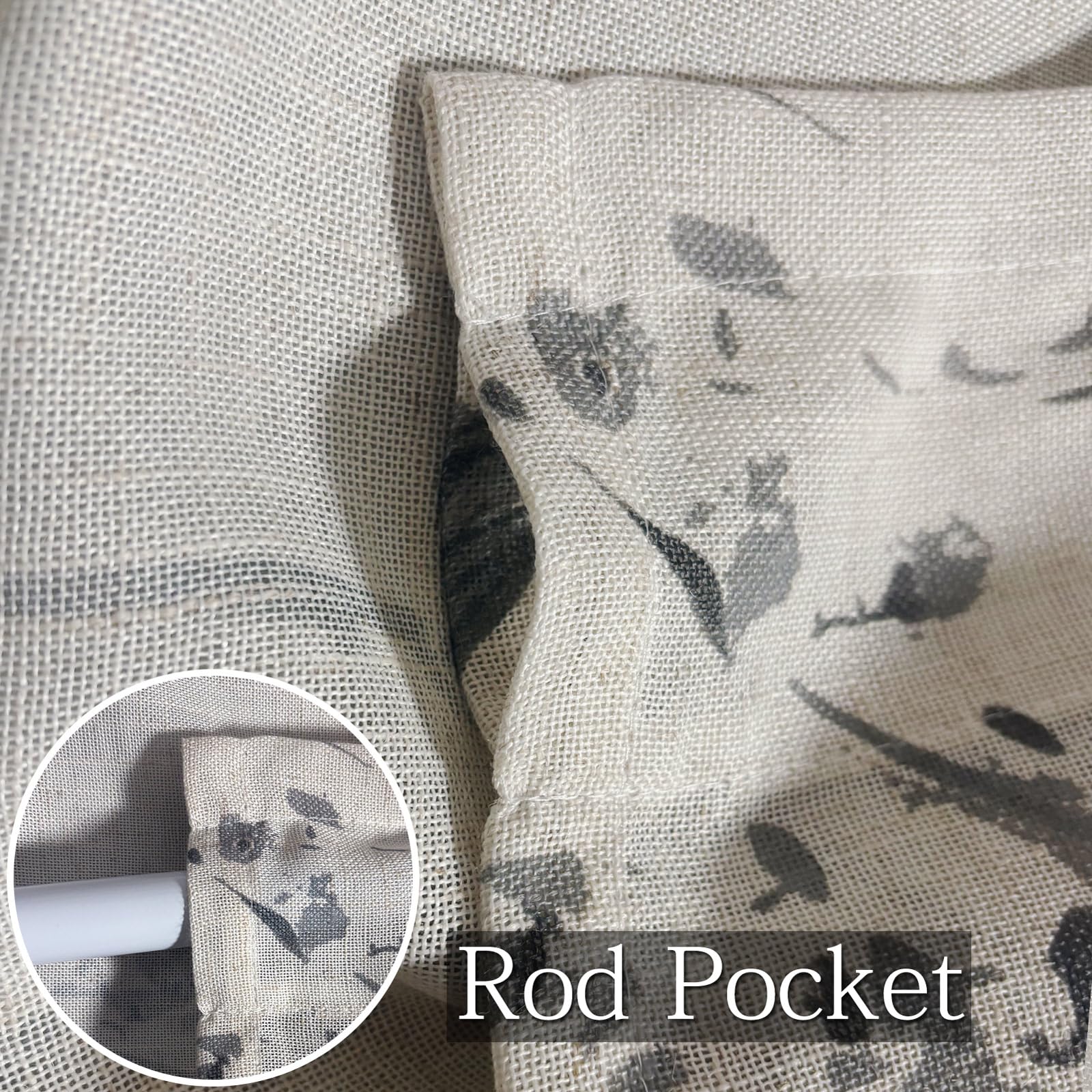 UOOSIN Floral Semi Sheer Curtains