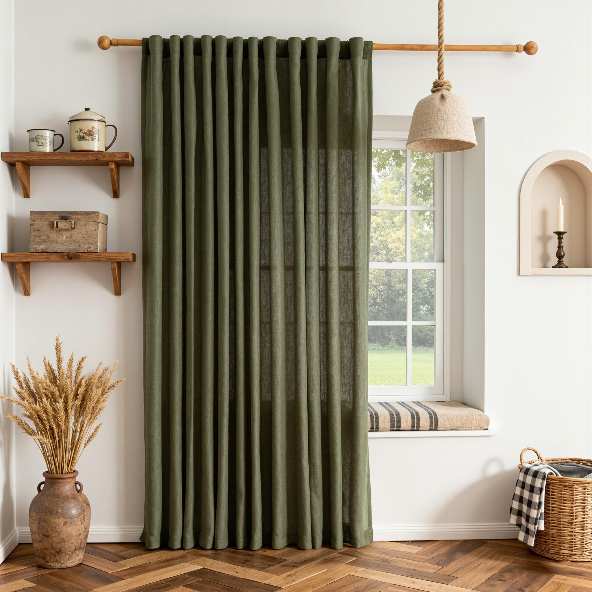 MYSKY HOME Semi Sheer Boho Curtains
