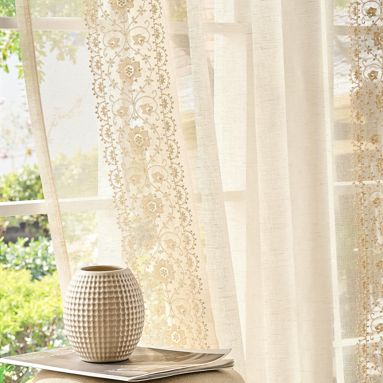 jinchan Embroidered Boho Curtains